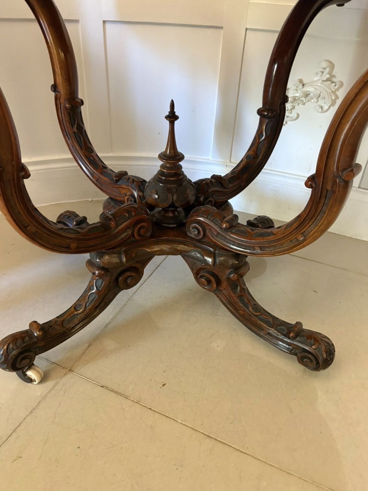 photo for sale Outstanding Quality Antique 19 Century Carved Burr Walnut Centre Table