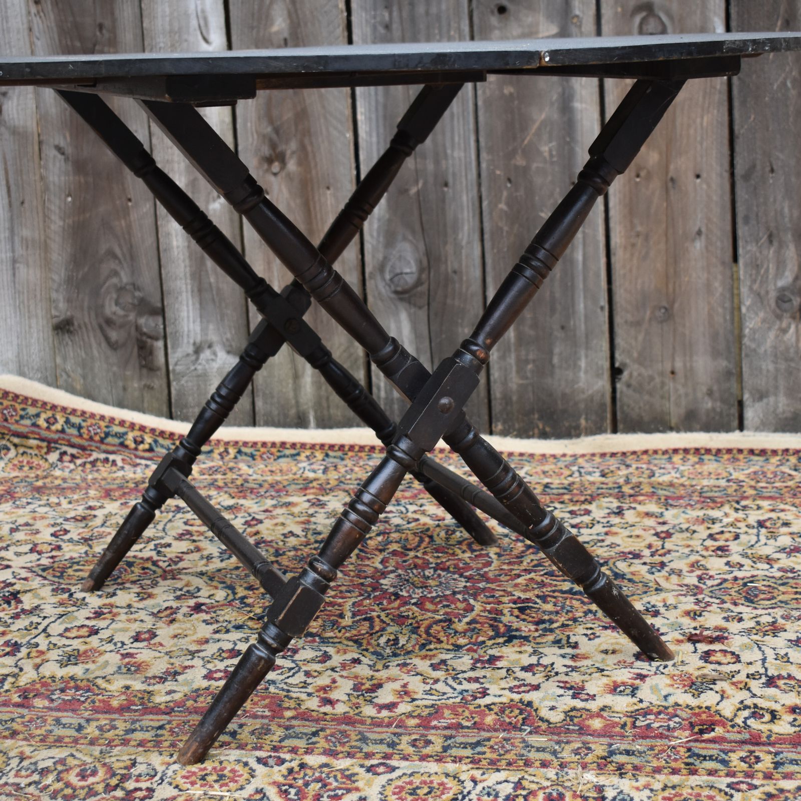Antique Victorian Thornton & Herne London Black Campaign Folding Coaching Table photo Furniture