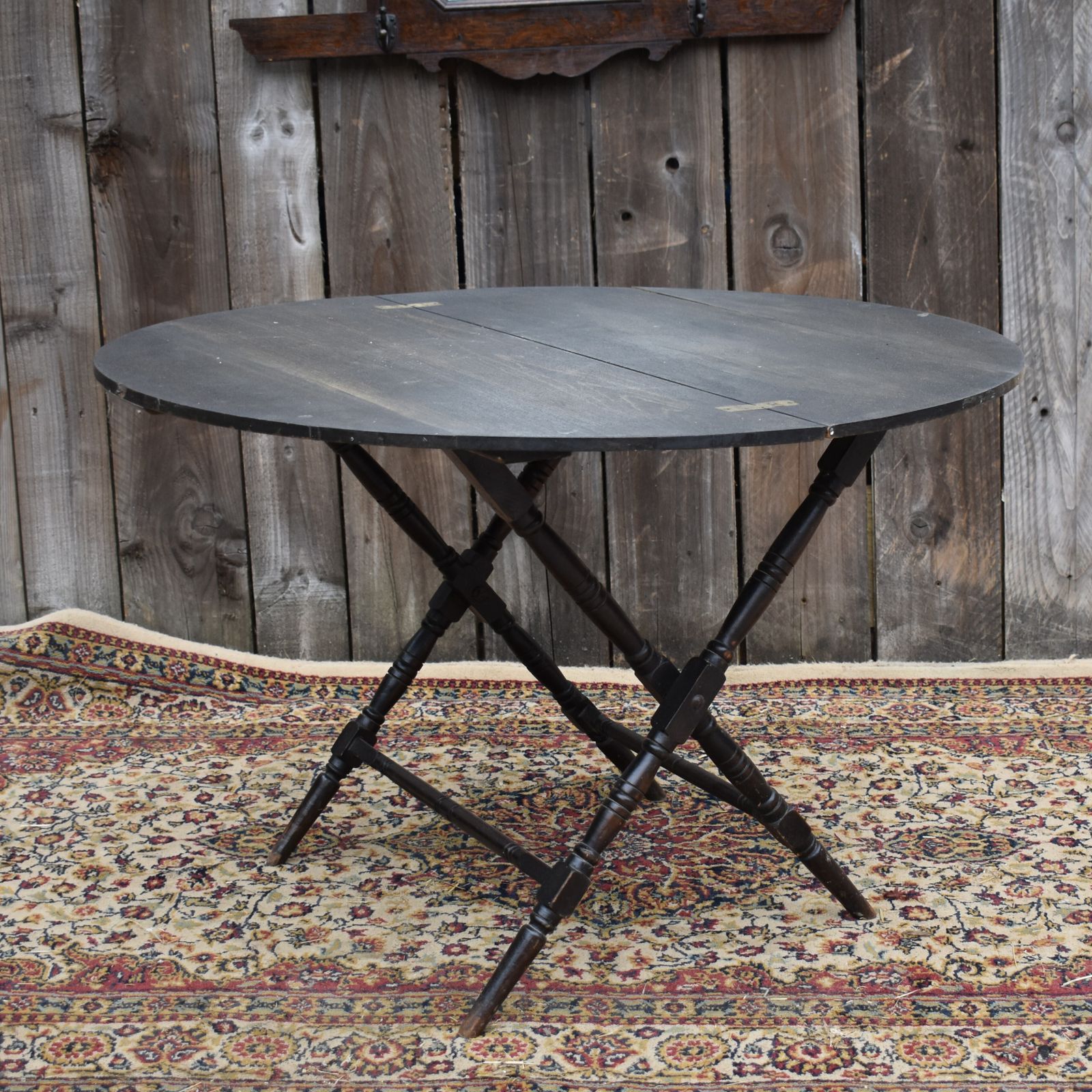 Antique Victorian Thornton & Herne London Black Campaign Folding Coaching Table photo 397.0