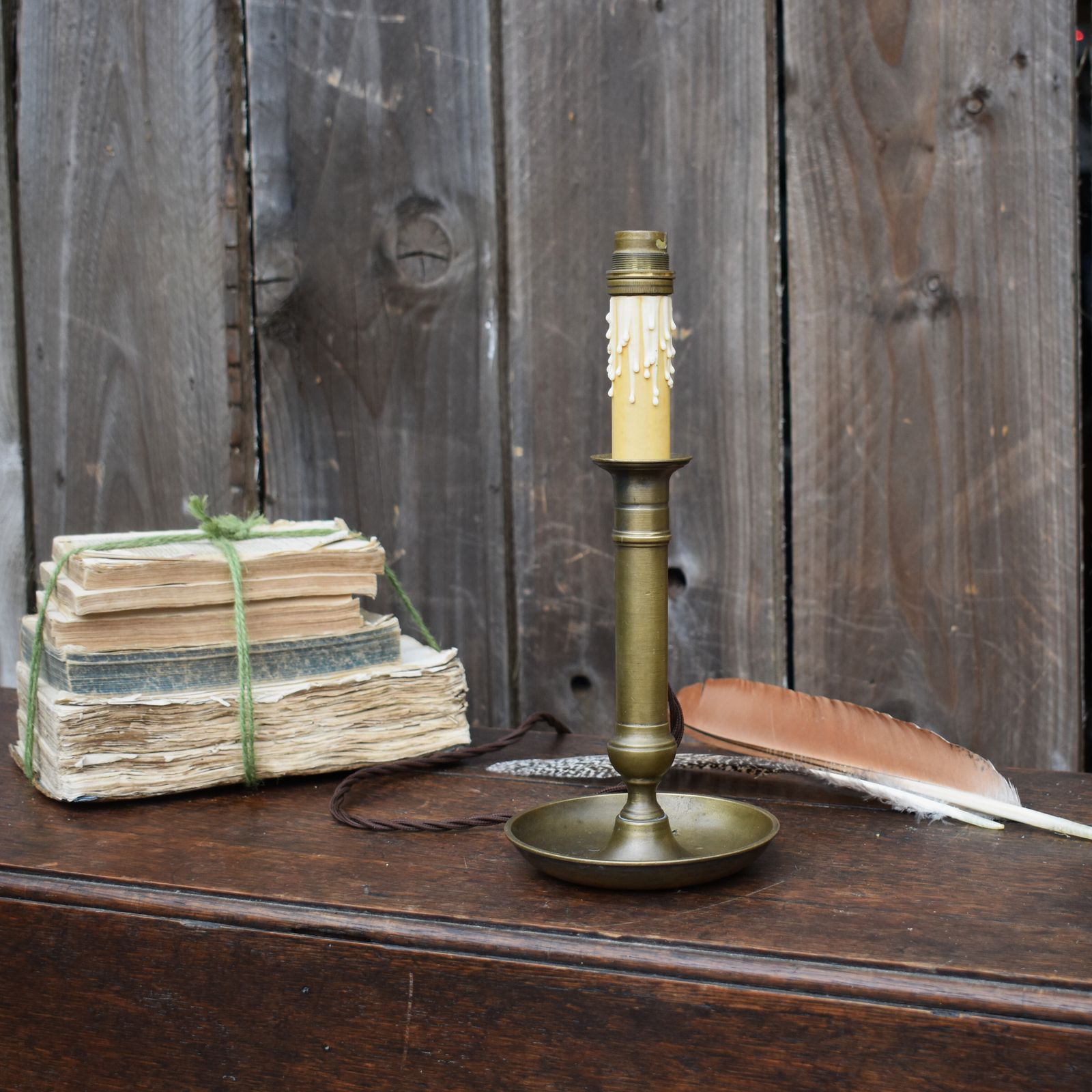 Antique Salvaged Victorian Brass Repurposed Chamberstick Converted Table Lamp photo furniture