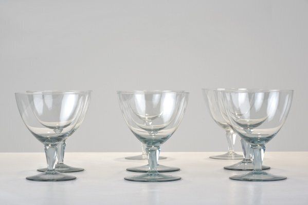 Burgundy Glasses By Wilhelm Wagenfeld For Vlg Weisswasser, Germany, 1937, Set Of 8 photo Home Decor