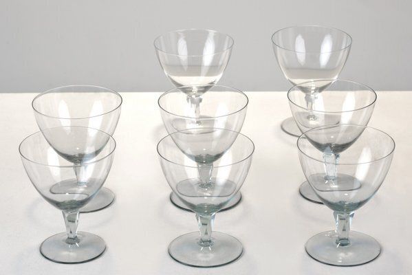 Burgundy Glasses By Wilhelm Wagenfeld For Vlg Weisswasser, Germany, 1937, Set Of 8 photo 1353.0