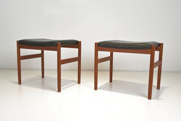 Set Of Ottomans In Teak By Hugo Frandsen For Spøettrup Stolefabrik, Denmark, 1960s photo furniture