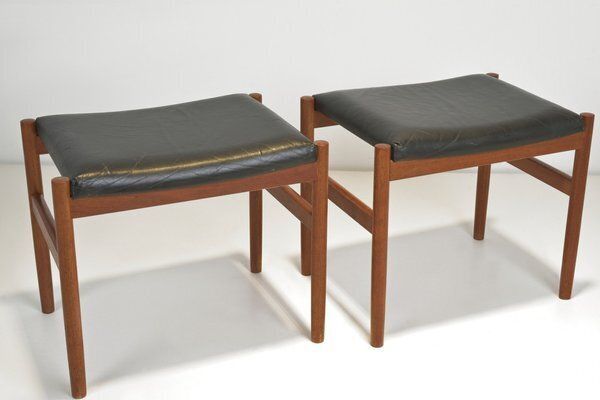 Set Of Ottomans In Teak By Hugo Frandsen For Spøettrup Stolefabrik, Denmark, 1960s photo vinterior