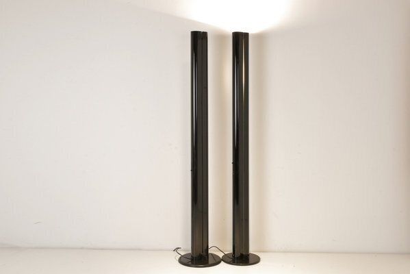 Black Megaron Floor Lamps By Gianfranco Frattini For Artemide, Italy, 1979, Set Of 2 photo for sale