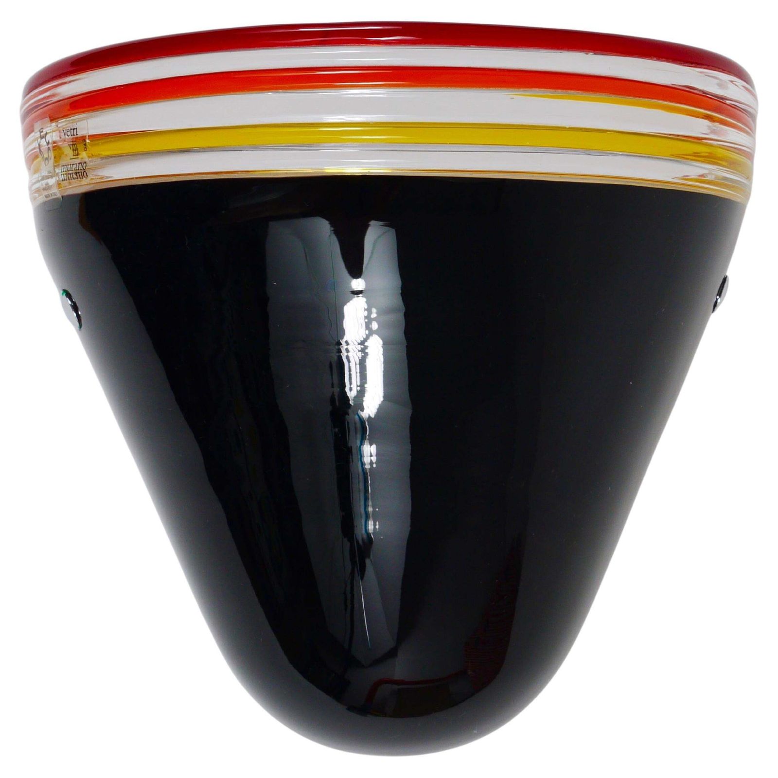 Roberto Pamio Febo Wall Lamp Sconce, Black Murano Glass, Leucos, Italy, 1980s