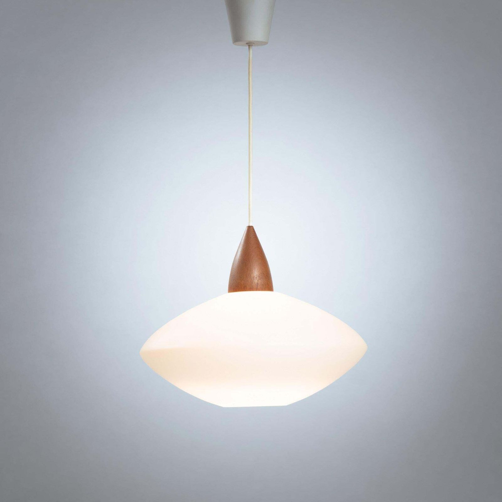 White Opaline Teak Pedant Uno & östen Kristiansson photo furniture