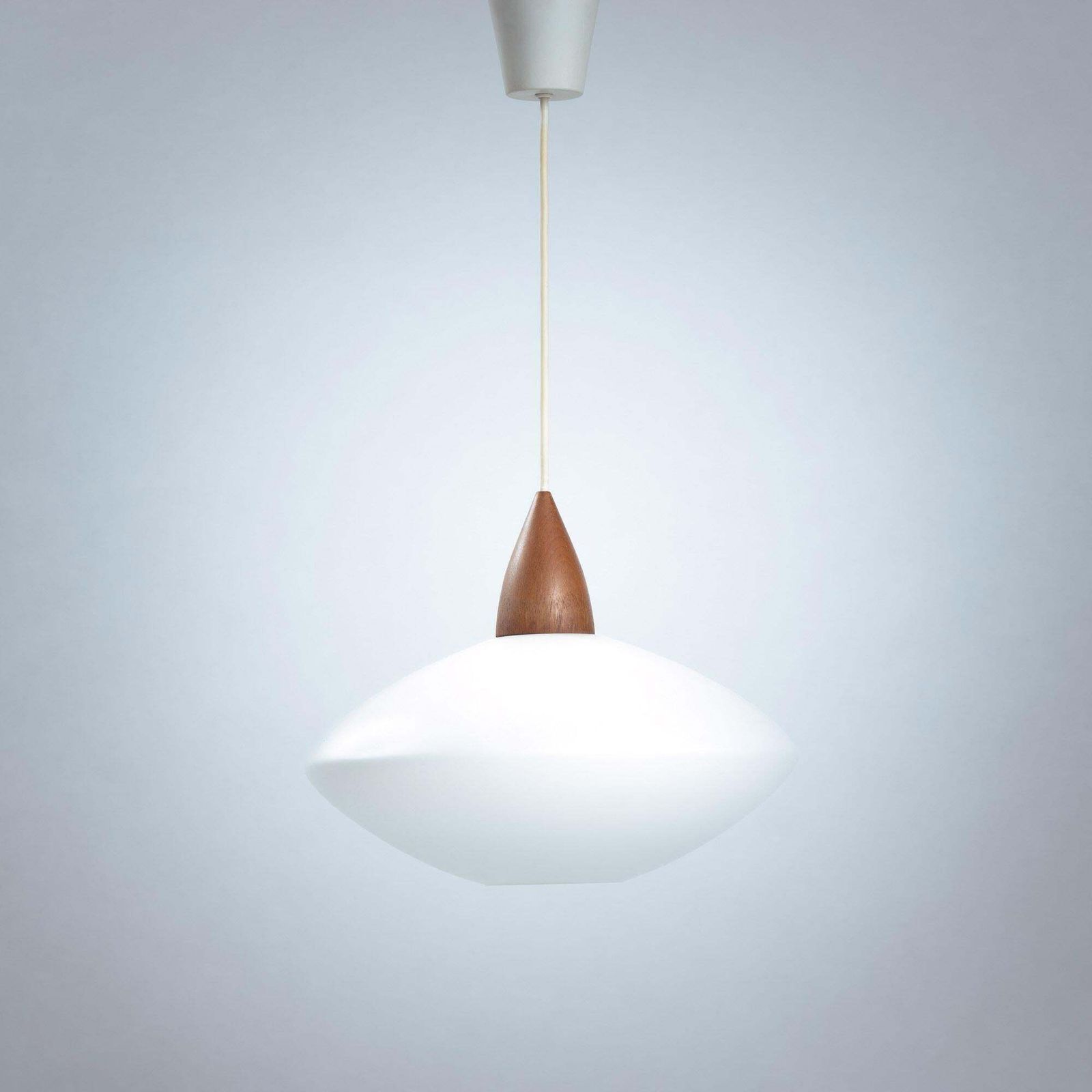 White Opaline Teak Pedant Uno & östen Kristiansson photo for sale