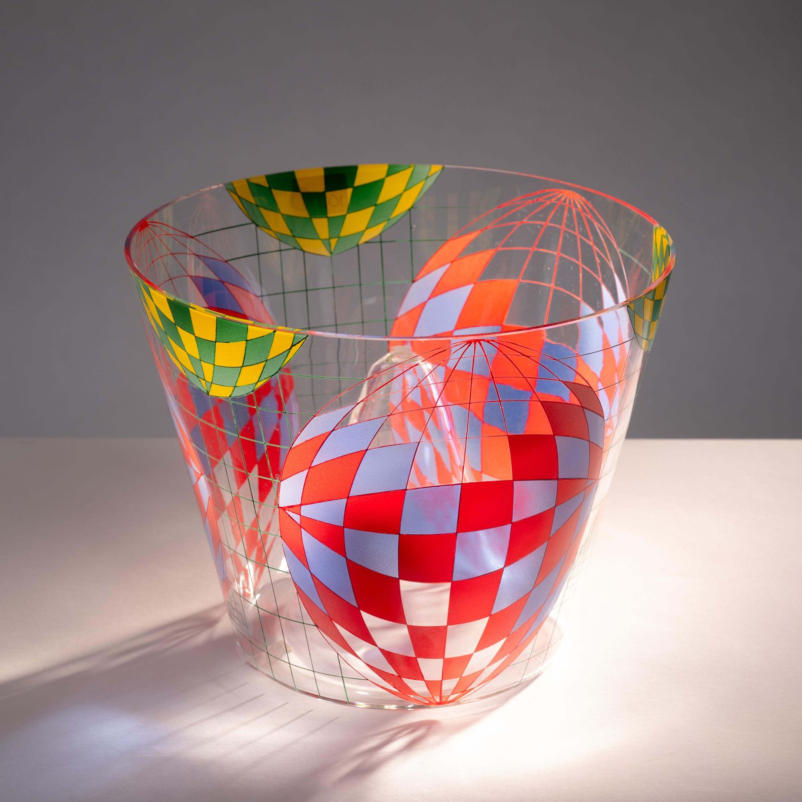 Vaserely Inspired Kamenicky Senov Thomas Hora Glass Vase Malovana, Chech, 1999 photo buy