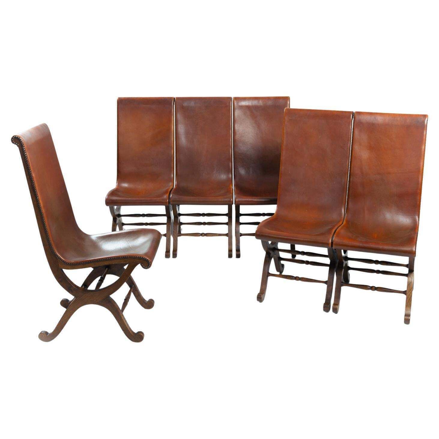 Pierre Lottier Brown Spanish Slipper Chairs By Almazan, 1950s