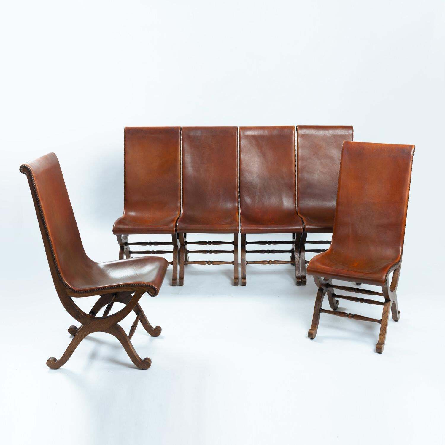 Pierre Lottier Brown Spanish Slipper Chairs By Almazan, 1950s photo vintage