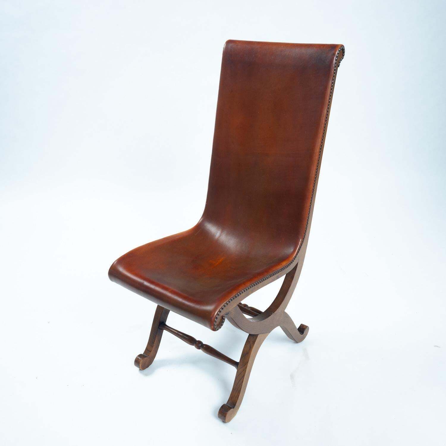photo buy Pierre Lottier Brown Spanish Slipper Chairs By Almazan, 1950s
