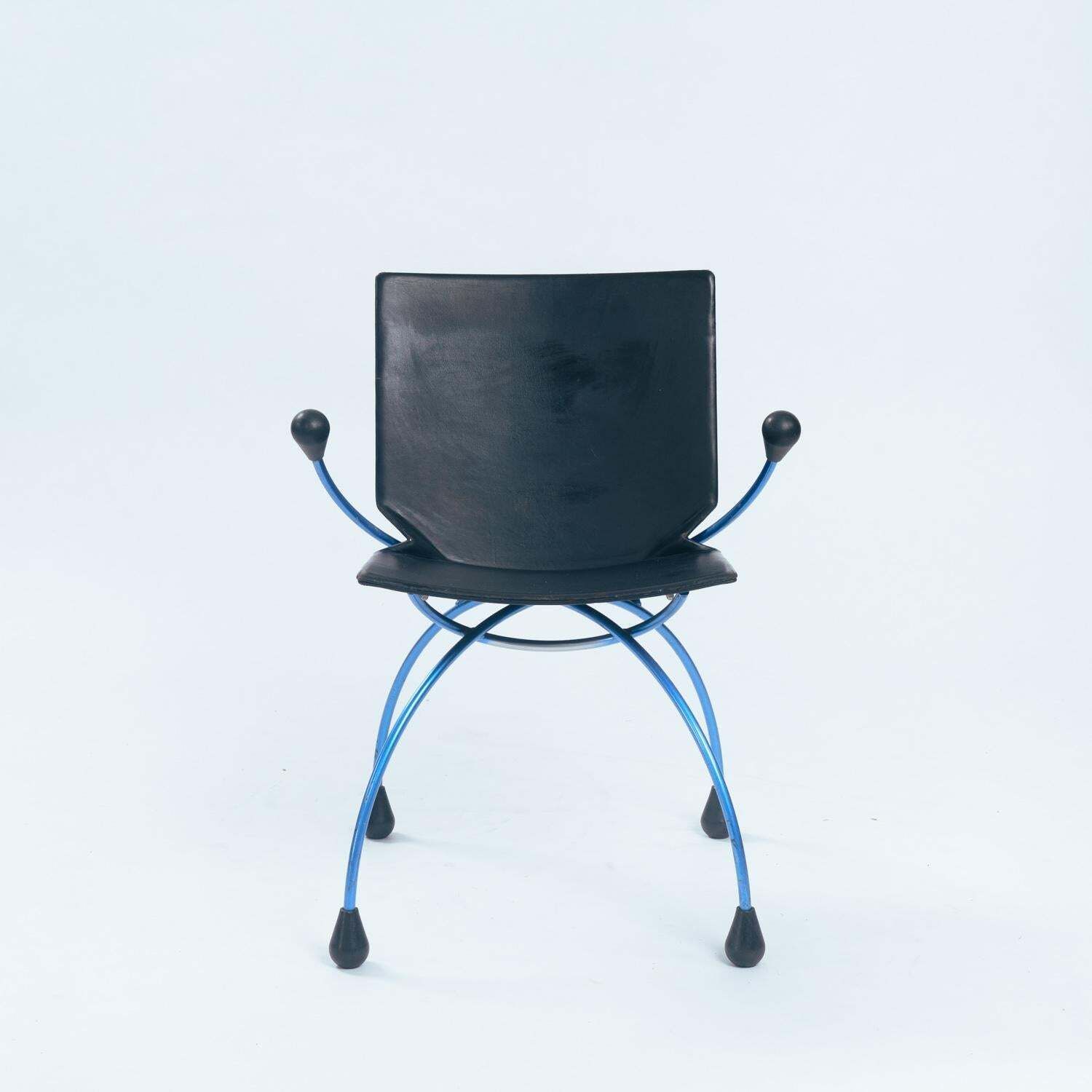 Dutch Spider Sidechair In Blue Steel And Leather And By Boonzaaijer & Mazairac photo furniture