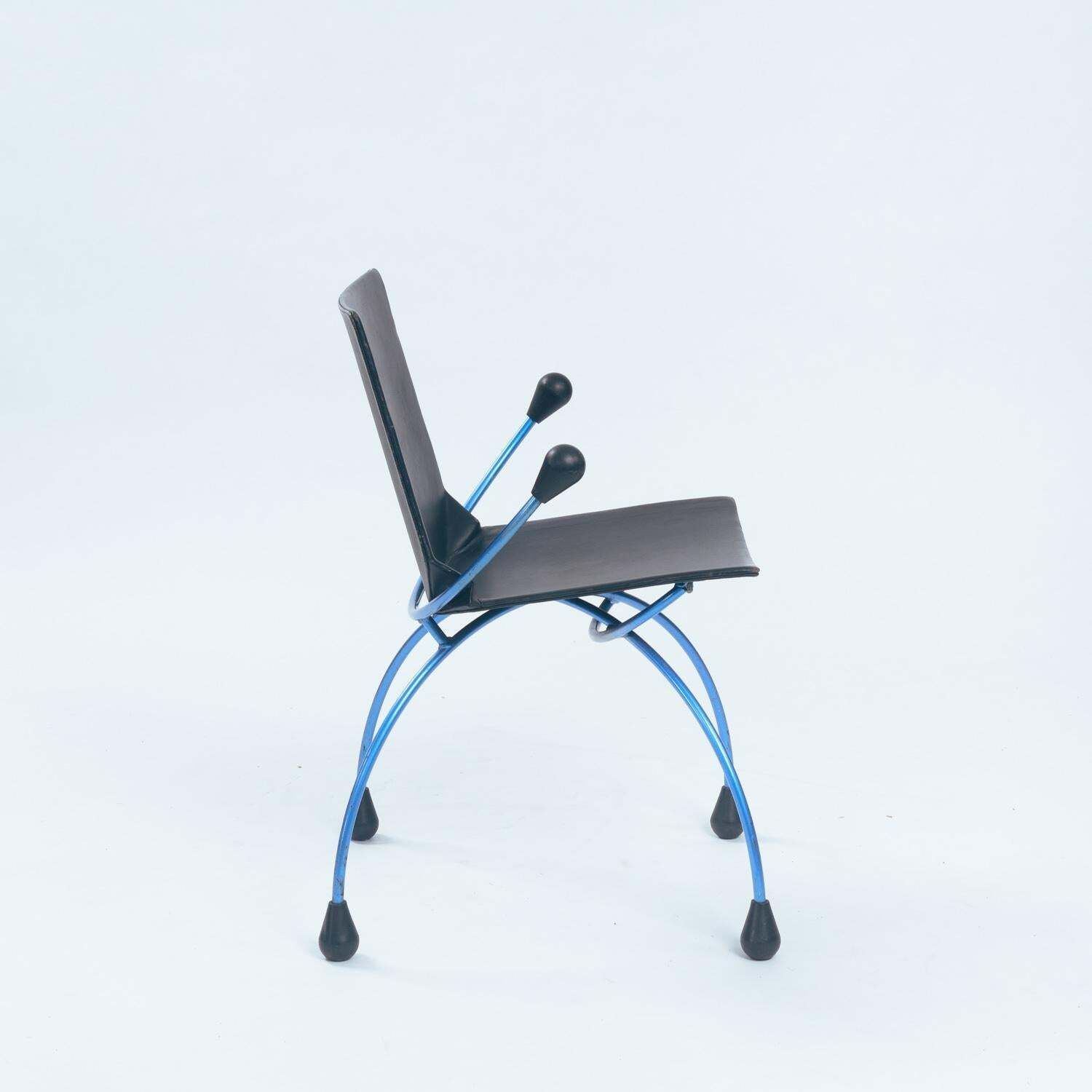 Dutch Spider Sidechair In Blue Steel And Leather And By Boonzaaijer & Mazairac photo Furniture