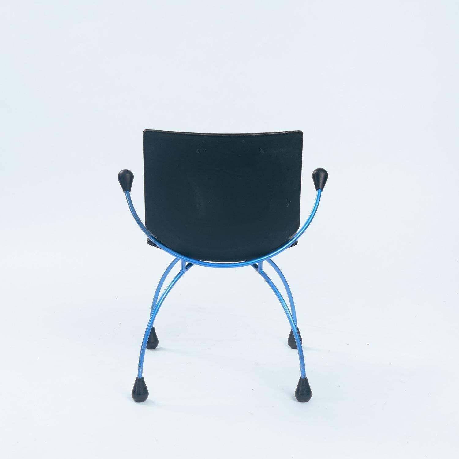 Dutch Spider Sidechair In Blue Steel And Leather And By Boonzaaijer & Mazairac photo vinterior