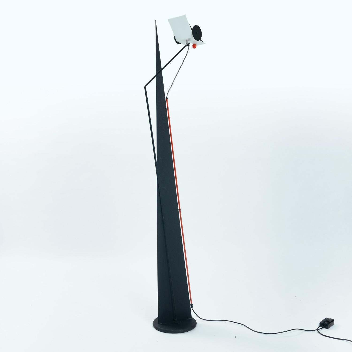 Postmodern Red Black White Floor Lamp, Xl, Neukro Menden, Memphis Germany 1980s photo furniture