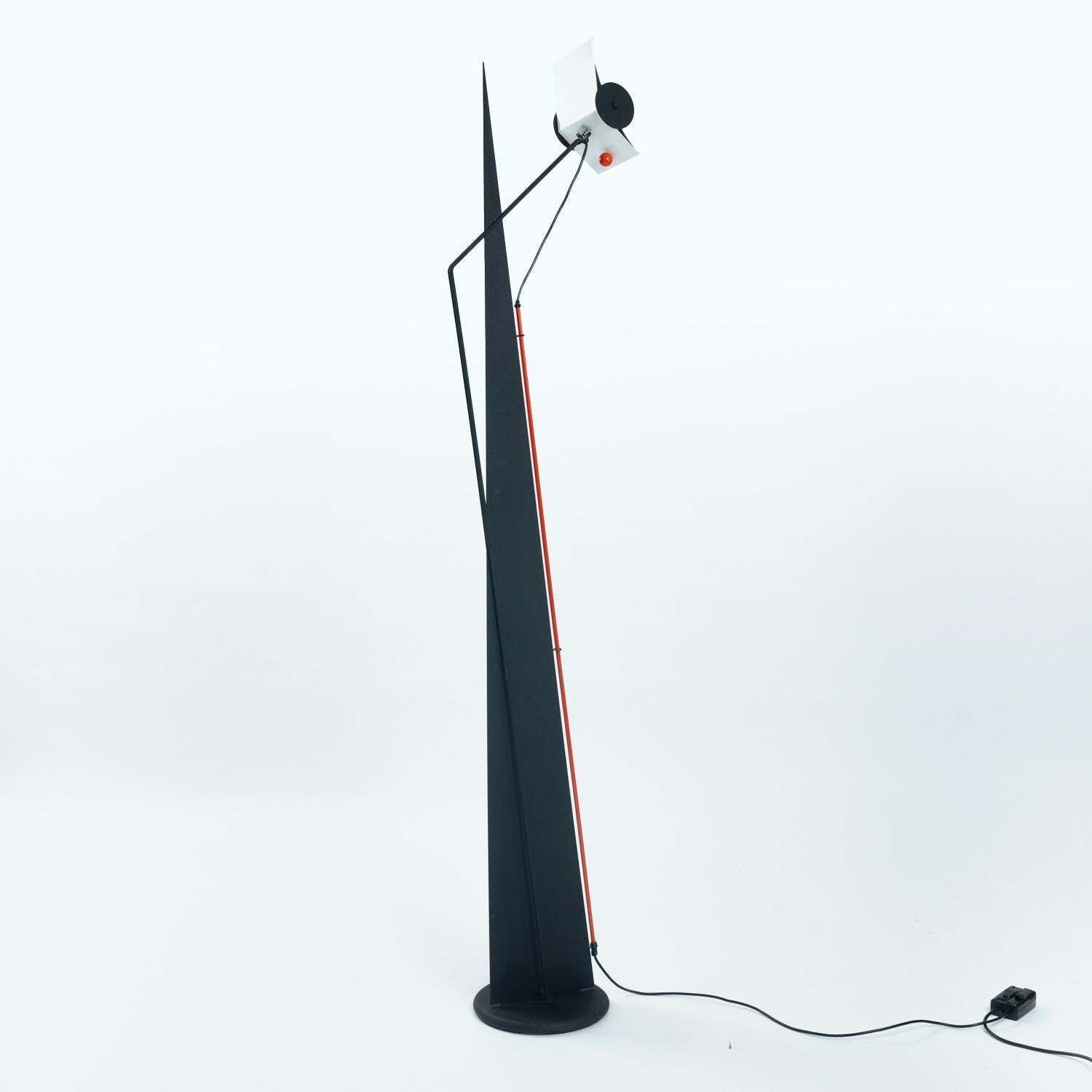 Postmodern Red Black White Floor Lamp, Xl, Neukro Menden, Memphis Germany 1980s photo for sale