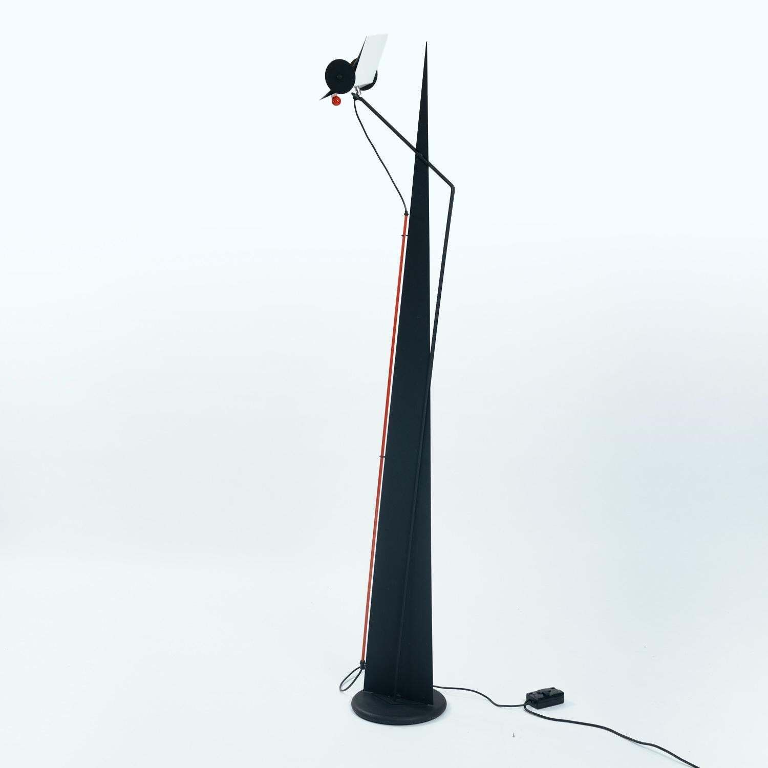 Postmodern Red Black White Floor Lamp, Xl, Neukro Menden, Memphis Germany 1980s photo Lighting