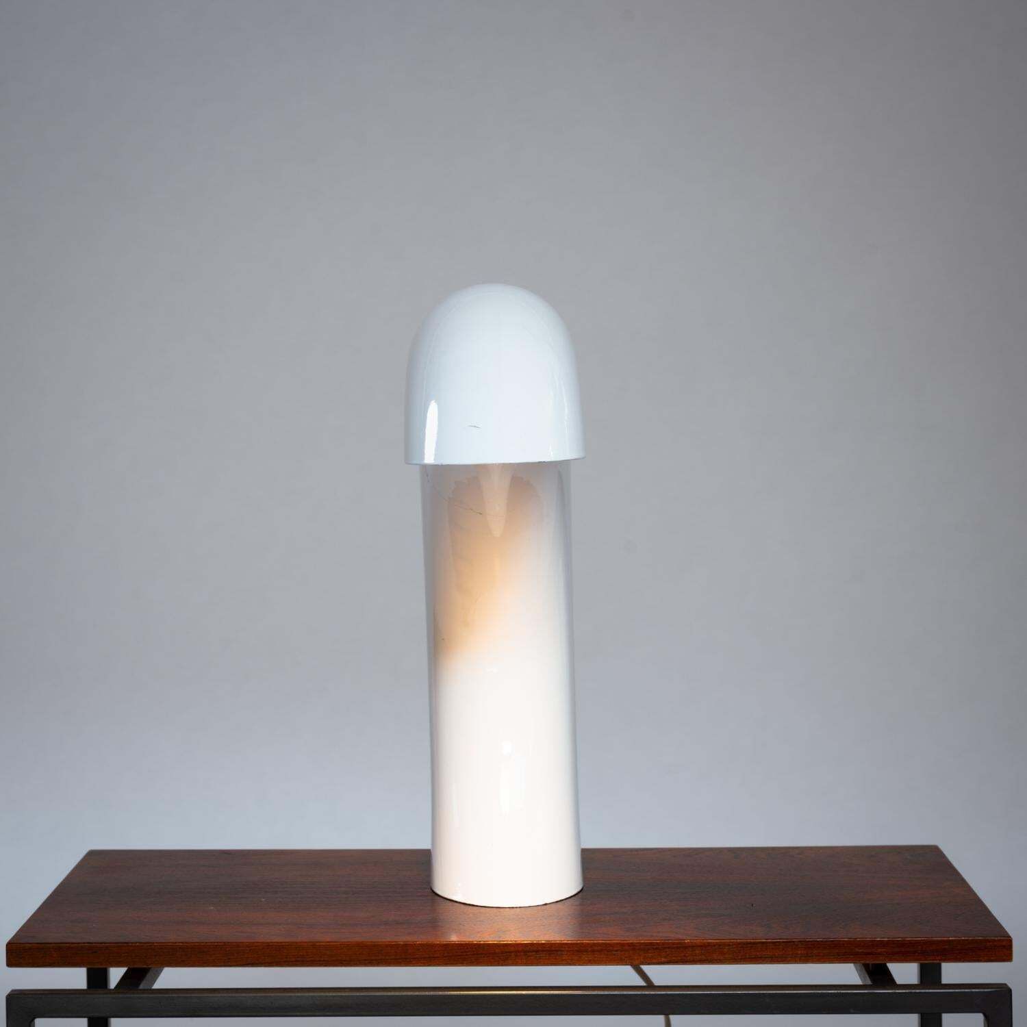 Georges Frydman White Arc Shaped Aluminium Casted Table Lamp, France, 1960s photo buy