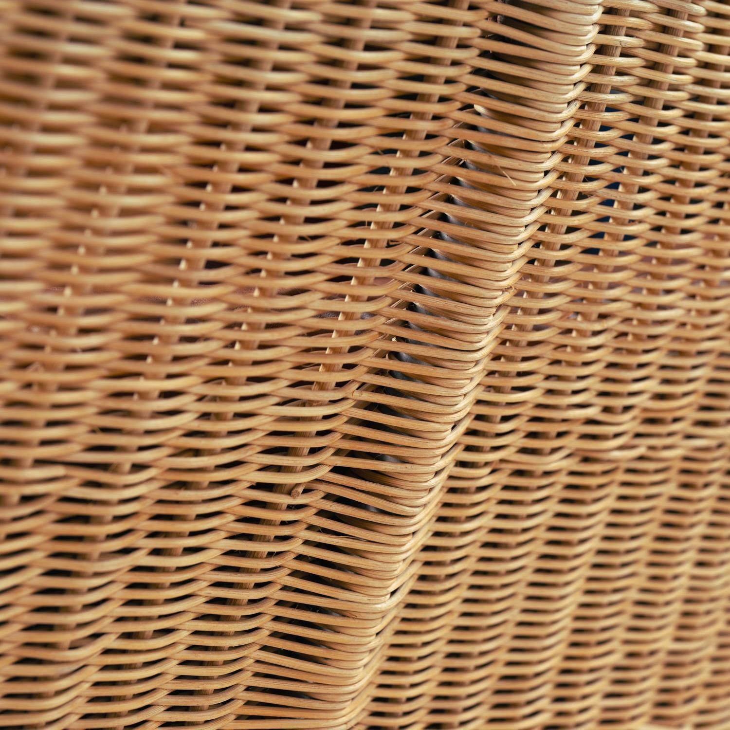 3821.0 The Rock Tall Back Rattan Loveseat Sofa By Gerard Van Den Berg Leather, 1970s photo
