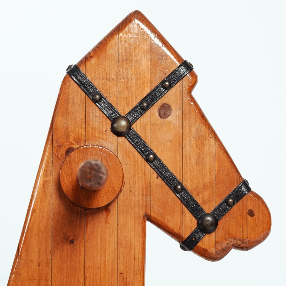 Midcentury Pinewood Rocking Horse, 1970s photo vintage