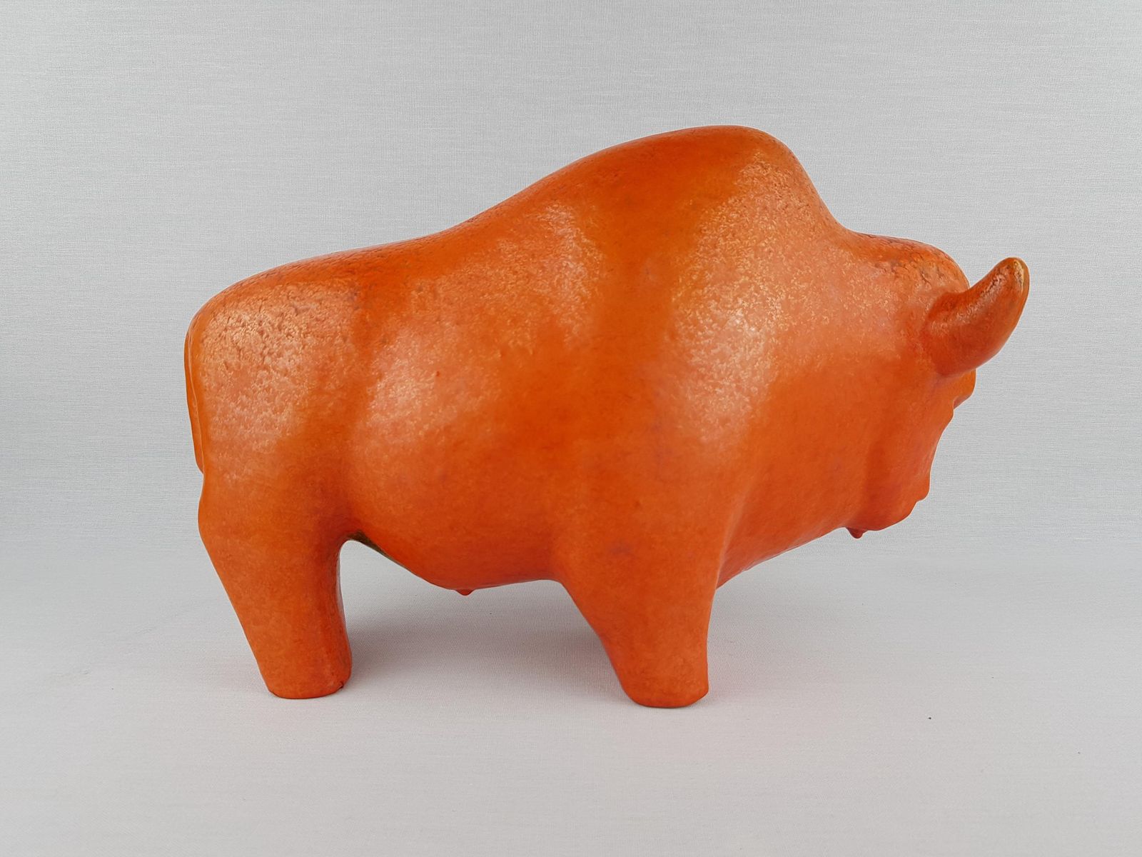 Xl Vintage Ruscha Keramik Bull With Vulkano Decor West German Pottery 1960s By Kurt Tschörner photo for sale