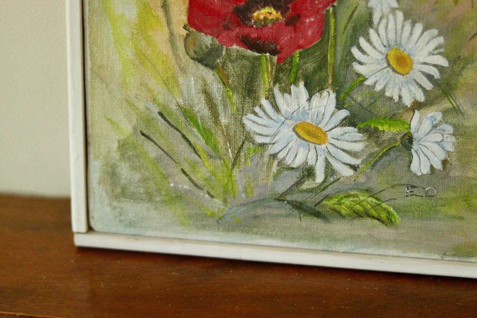 Mid 20th Century Still Life Oil On Canvas – Floral Painting – Signed – Vintage & Framed, 26 X 26 Cm / 10.2 X 10.2 In photo buy