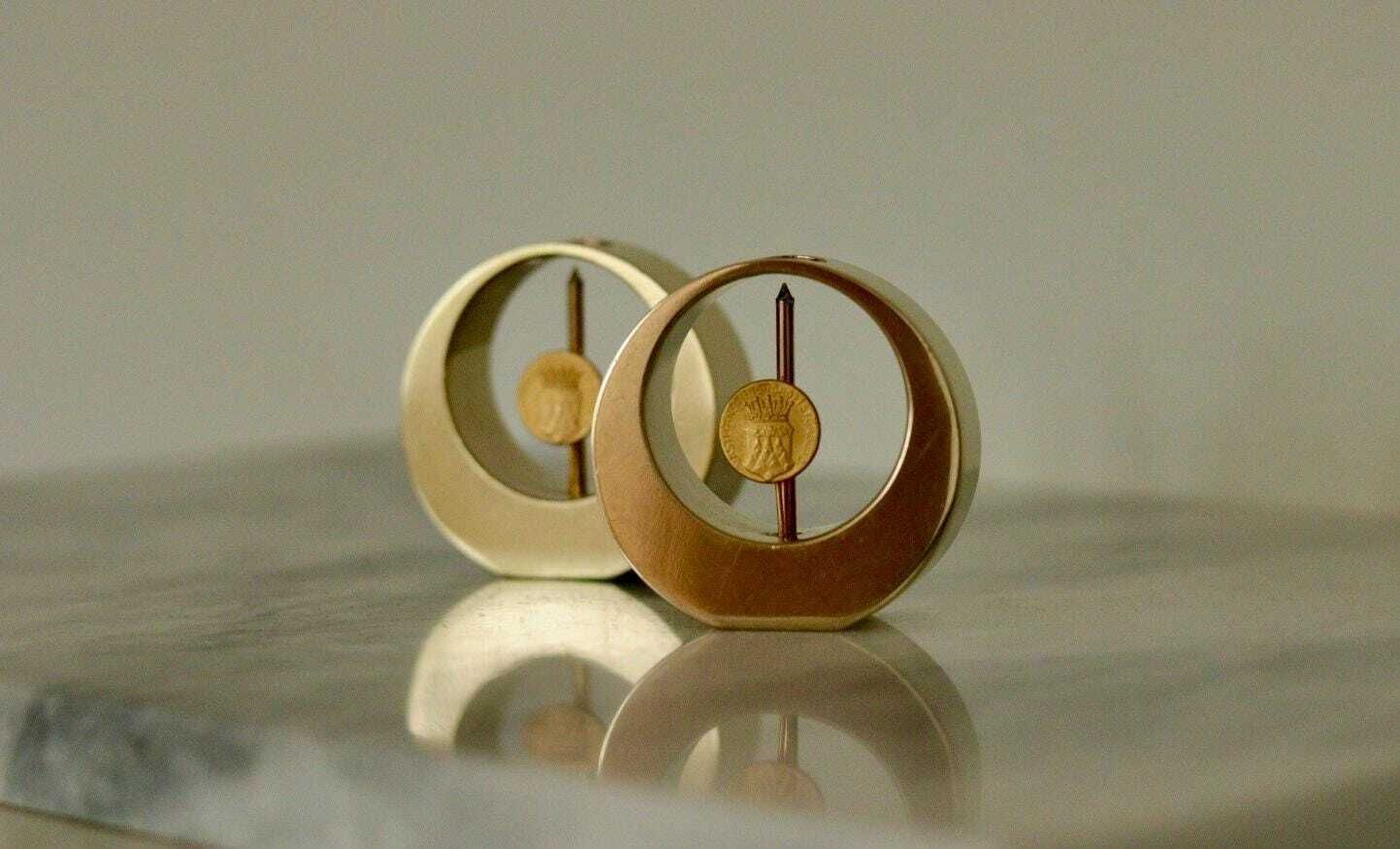 Pair Of Swedish Brass Candle Holders By Arthur Pe Kolbäck photo for sale