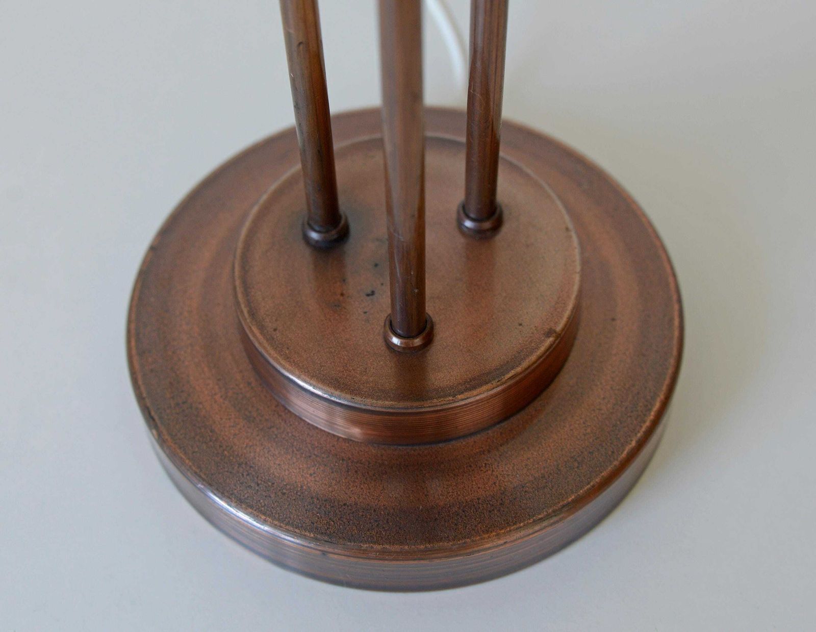Vintage Desk Lamp / Mid Century Table Copper Light / Opaline Glass Light Fixture / Yugoslavia 1980s / Art Deco / Minimalist Rustic Light photo vinterior