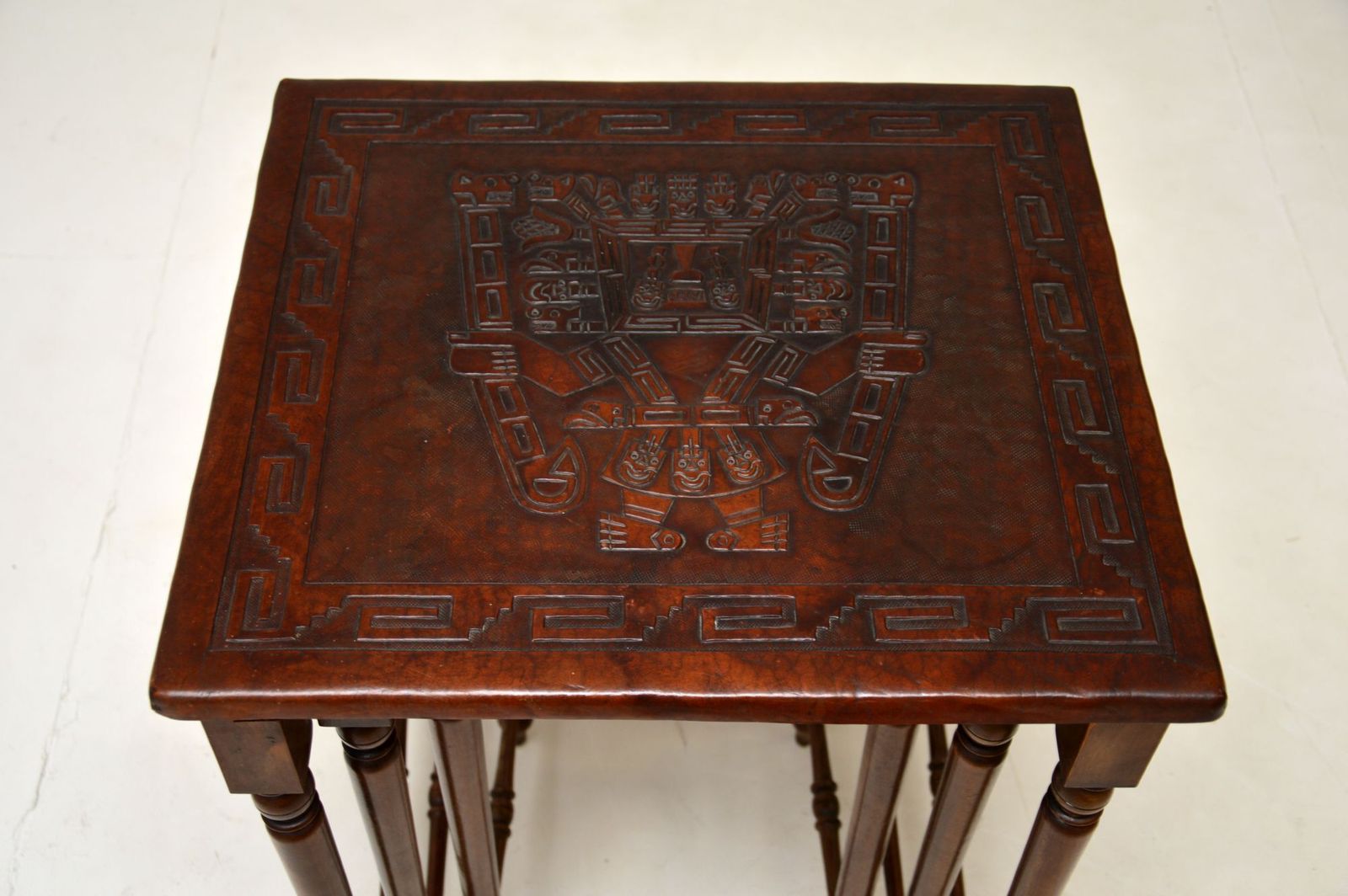 Antique Embossed Leather Top Nest Of Tables photo 488.0