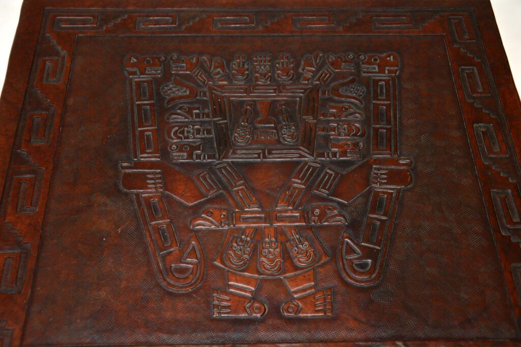 Antique Embossed Leather Top Nest Of Tables photo vinterior