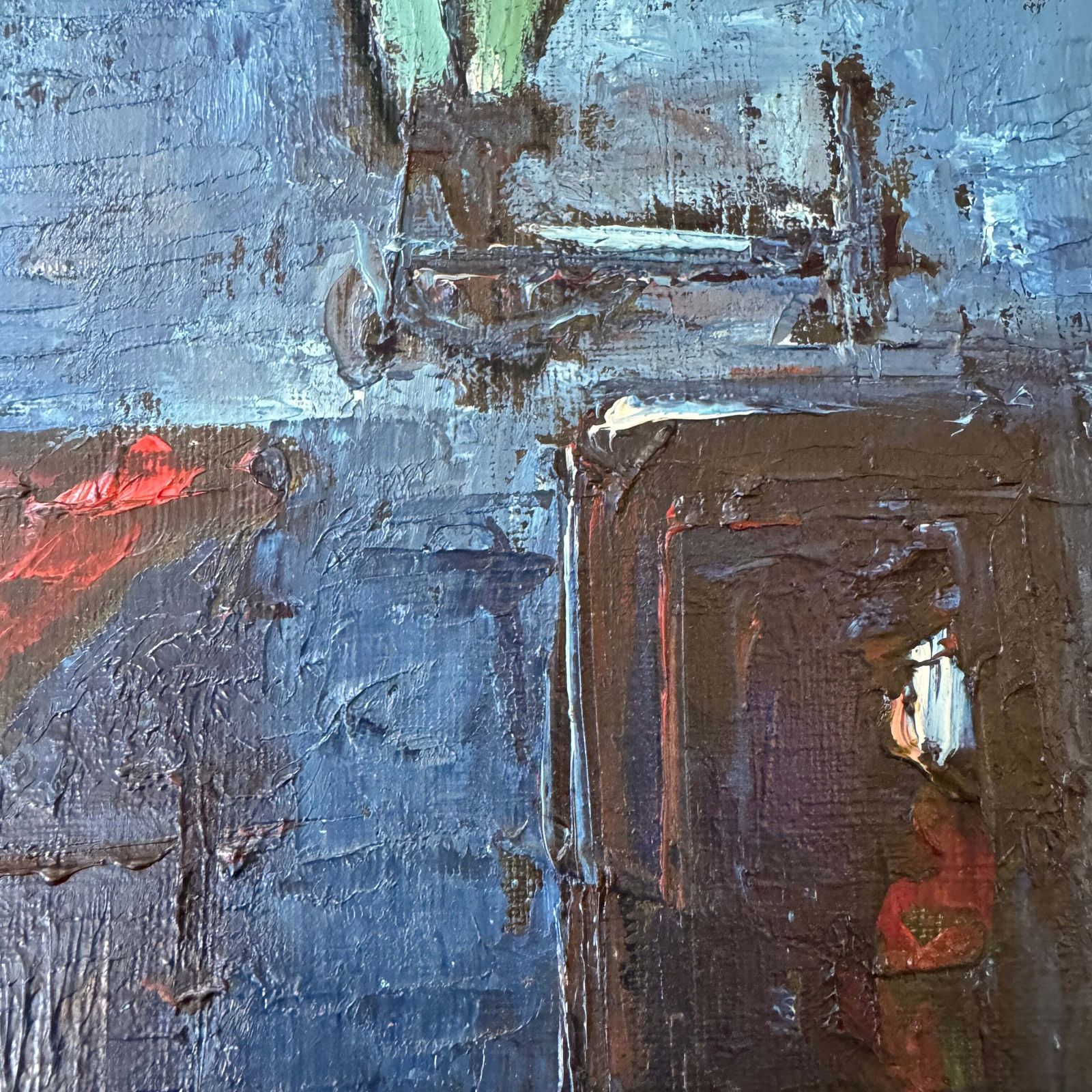 Streetlight Stories. Vintage Swedish Oil Painting. photo 140.0