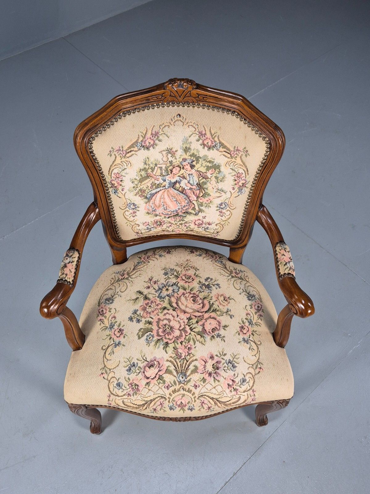 Vintage Rococo Armchair French Style Danish Made Floral 1960s Retro Eb9638 Vcar photo for sale
