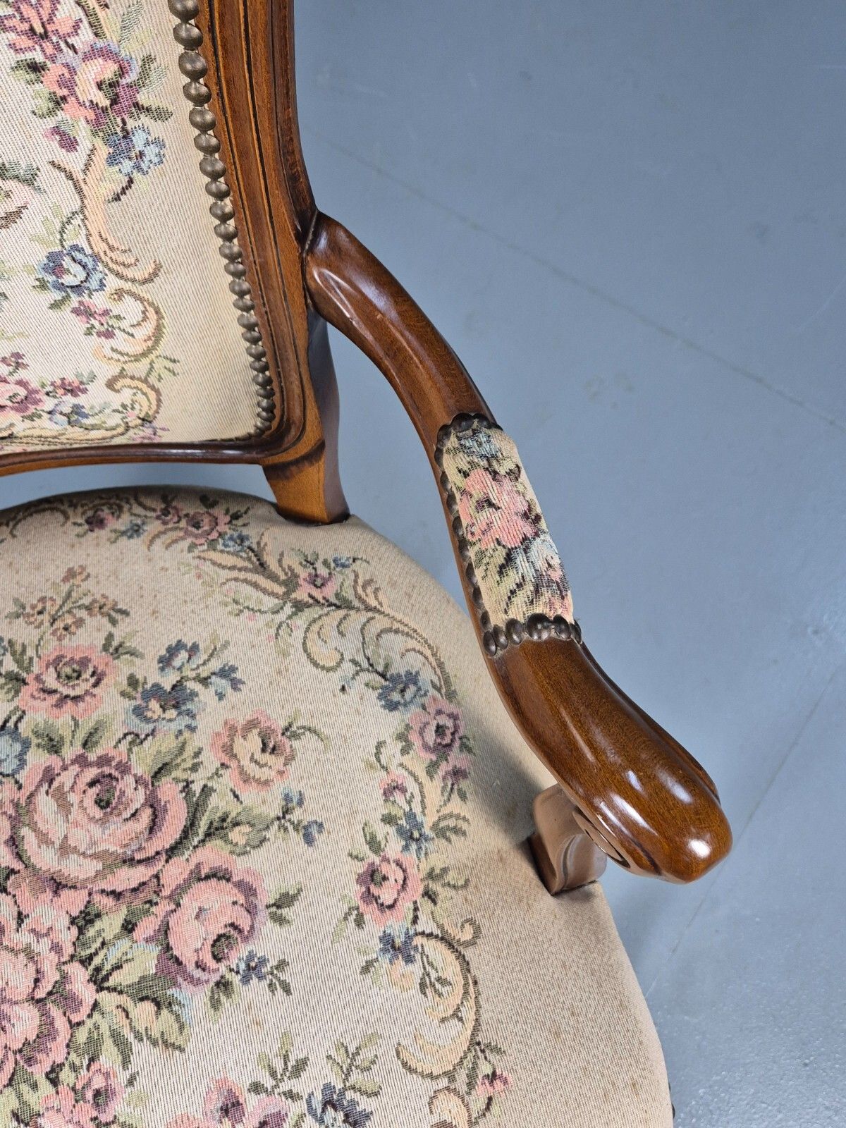 Vintage Rococo Armchair French Style Danish Made Floral 1960s Retro Eb9638 Vcar photo Furniture