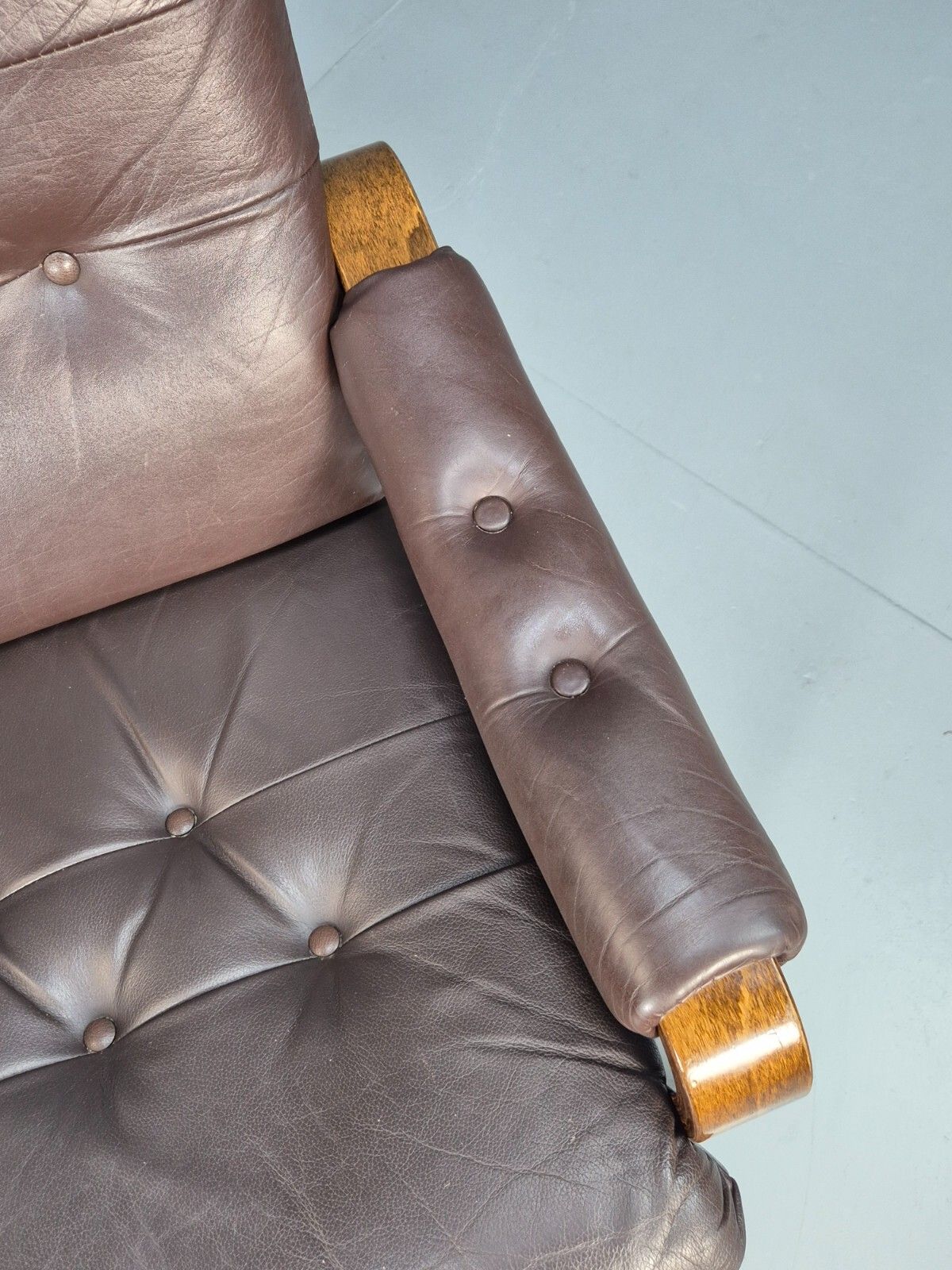 Vintage Danish Brown Leather Lounge Chair Bentwood Frame 1970s Retro Eb9287 Mben photo 275.0