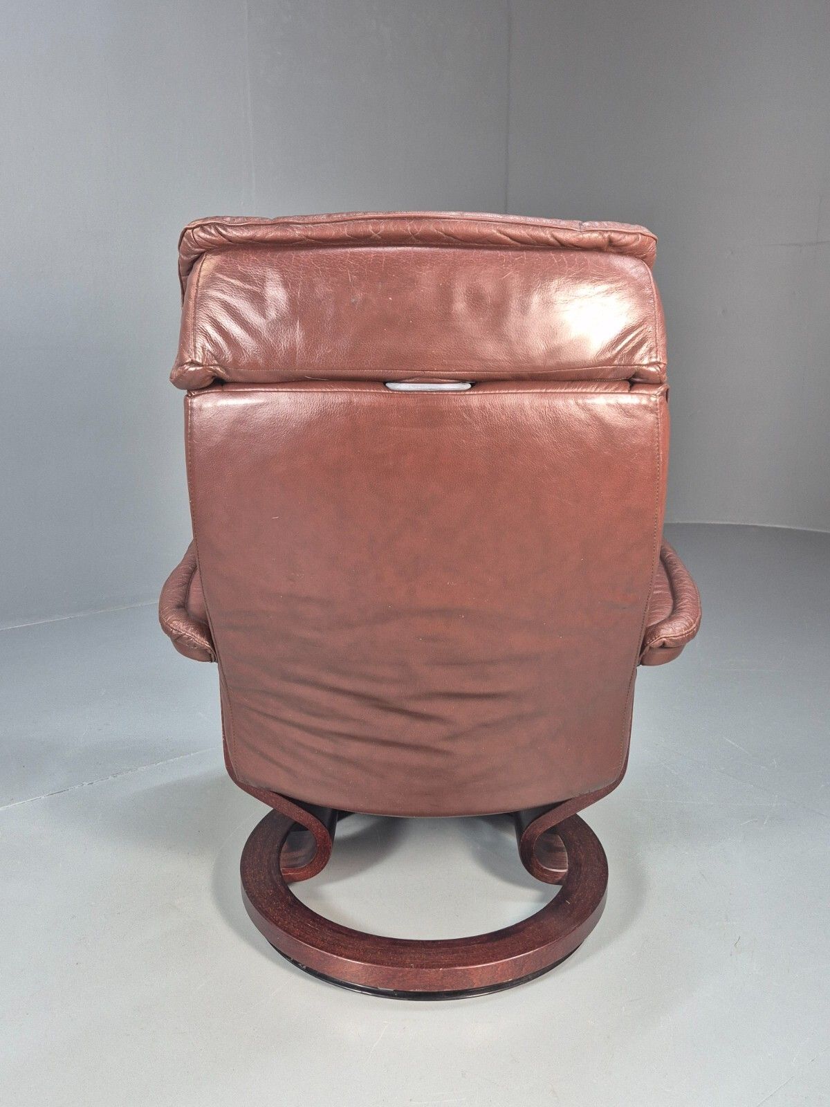 photo for sale Brown Leather Ekorness Stressless Swivel Reclining Chair Vintage Eb9279 Mswi