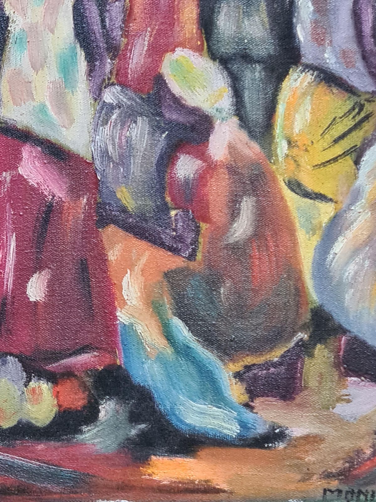 photo for sale Colourful Expressionist Fauvist Market Scene From 1968 By A Monis