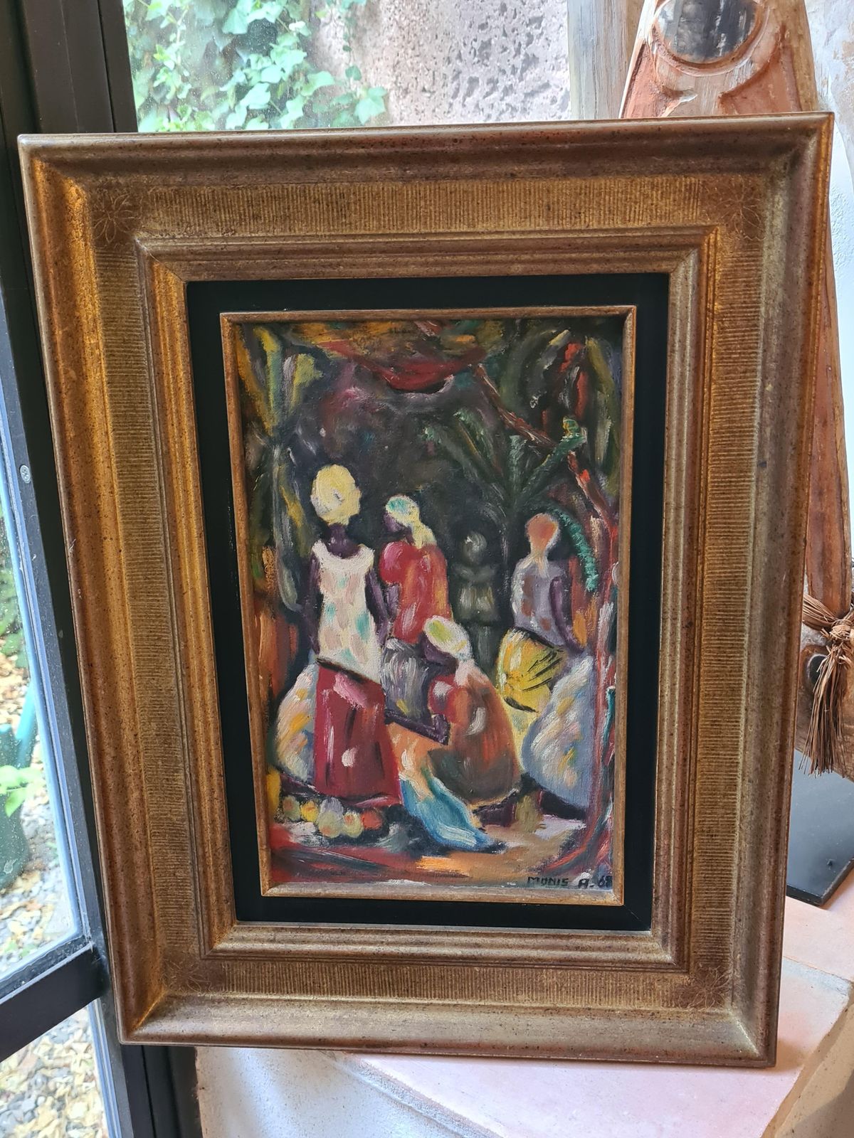 860.0 Colourful Expressionist Fauvist Market Scene From 1968 By A Monis photo