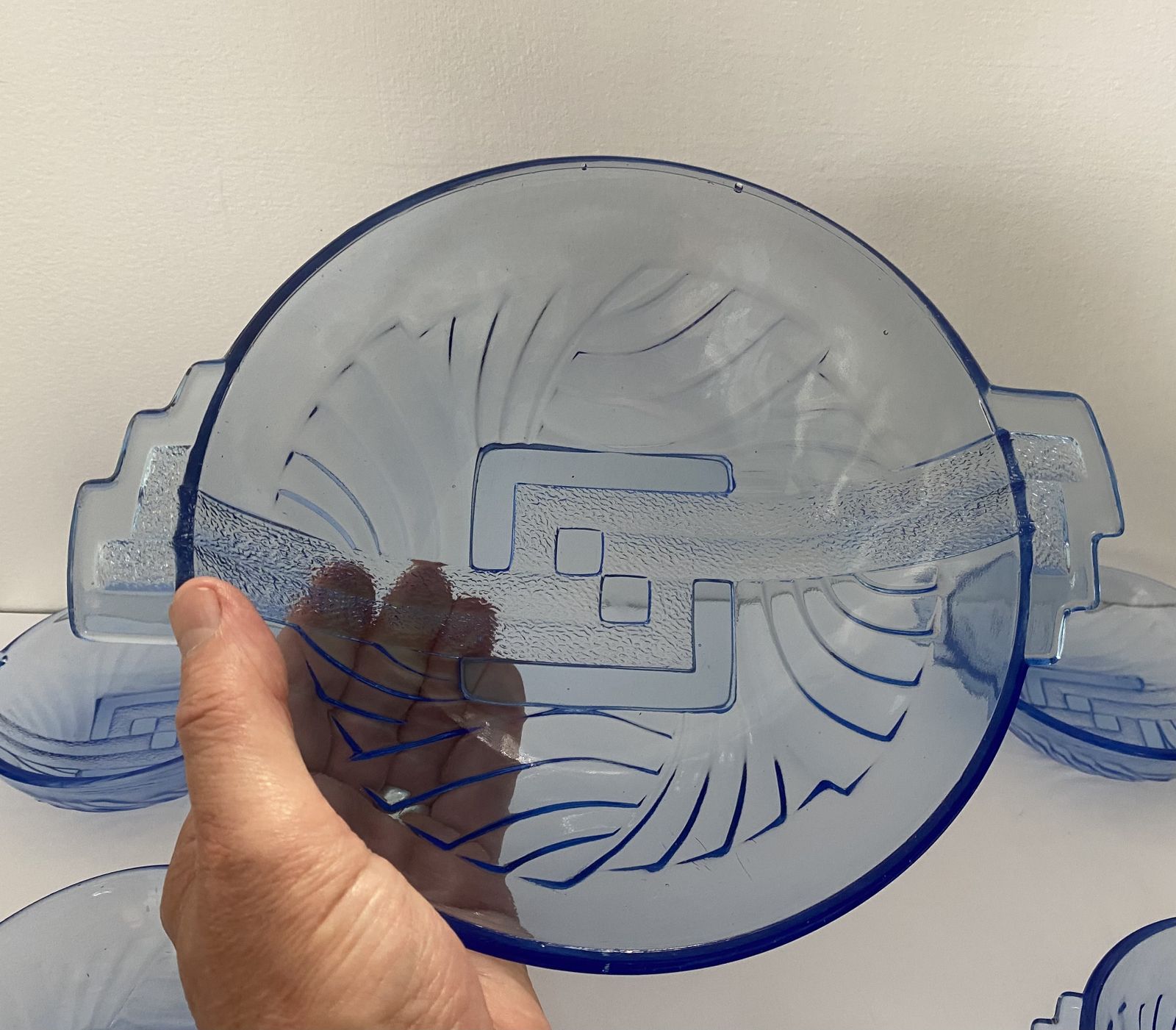 Art Deco, Cobalt Blue, Dessert Bowl Set By Stolle Nieman, Poland. 1930’s photo Home Decor