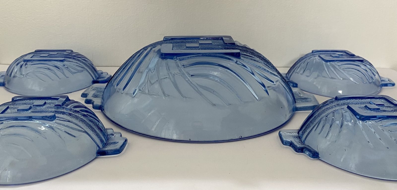 photo buy Art Deco, Cobalt Blue, Dessert Bowl Set By Stolle Nieman, Poland. 1930’s