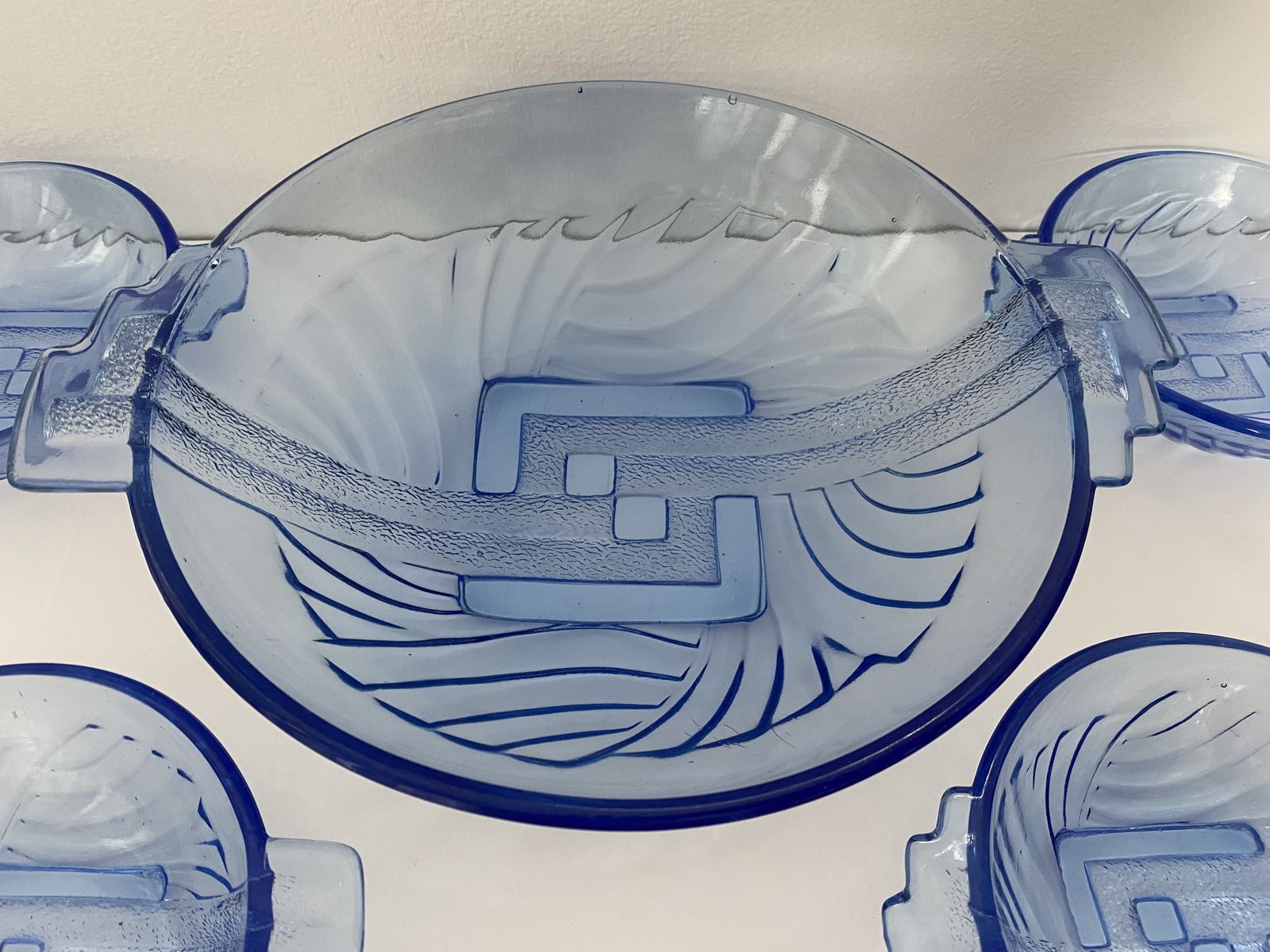 photo vintage Art Deco, Cobalt Blue, Dessert Bowl Set By Stolle Nieman, Poland. 1930’s