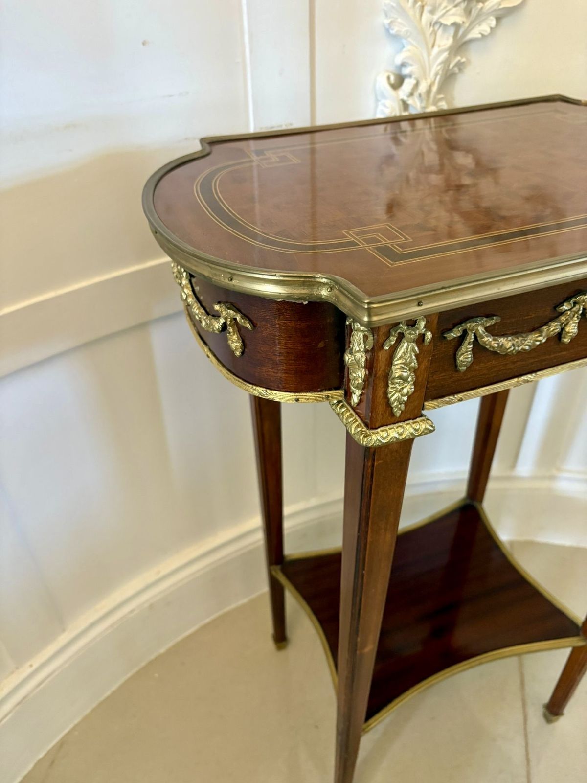Furniture Outstanding Quality Antique Early 20th Century Mahogany And Ormolu Mounted Side Table photo