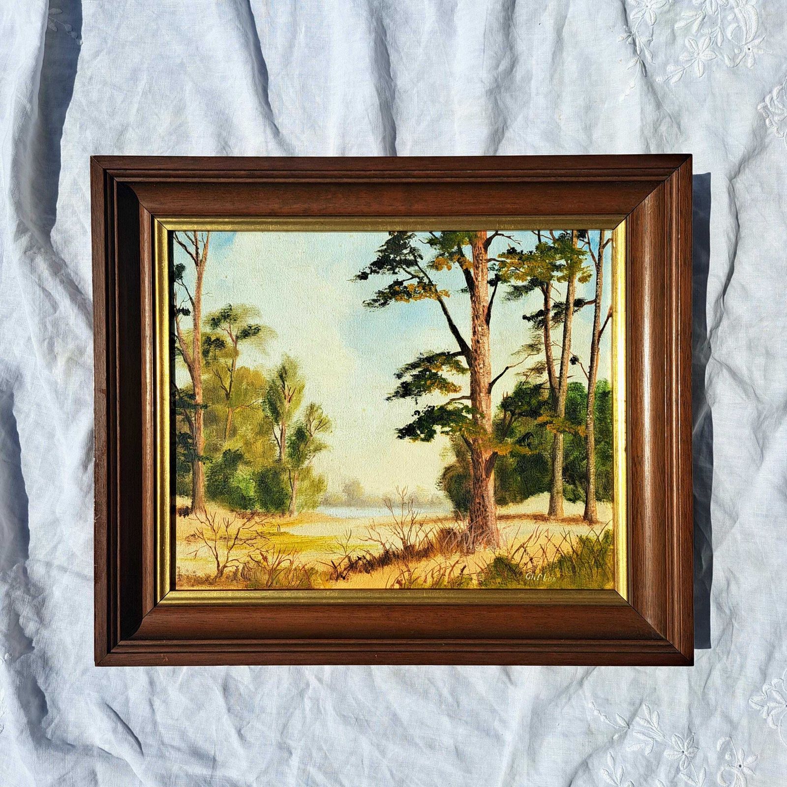 Original Painting By "Clifton"   Zhao Huxie | Signed | Framed Oil On Canvas | Summer Landscape | Vintage Art photo vinterior