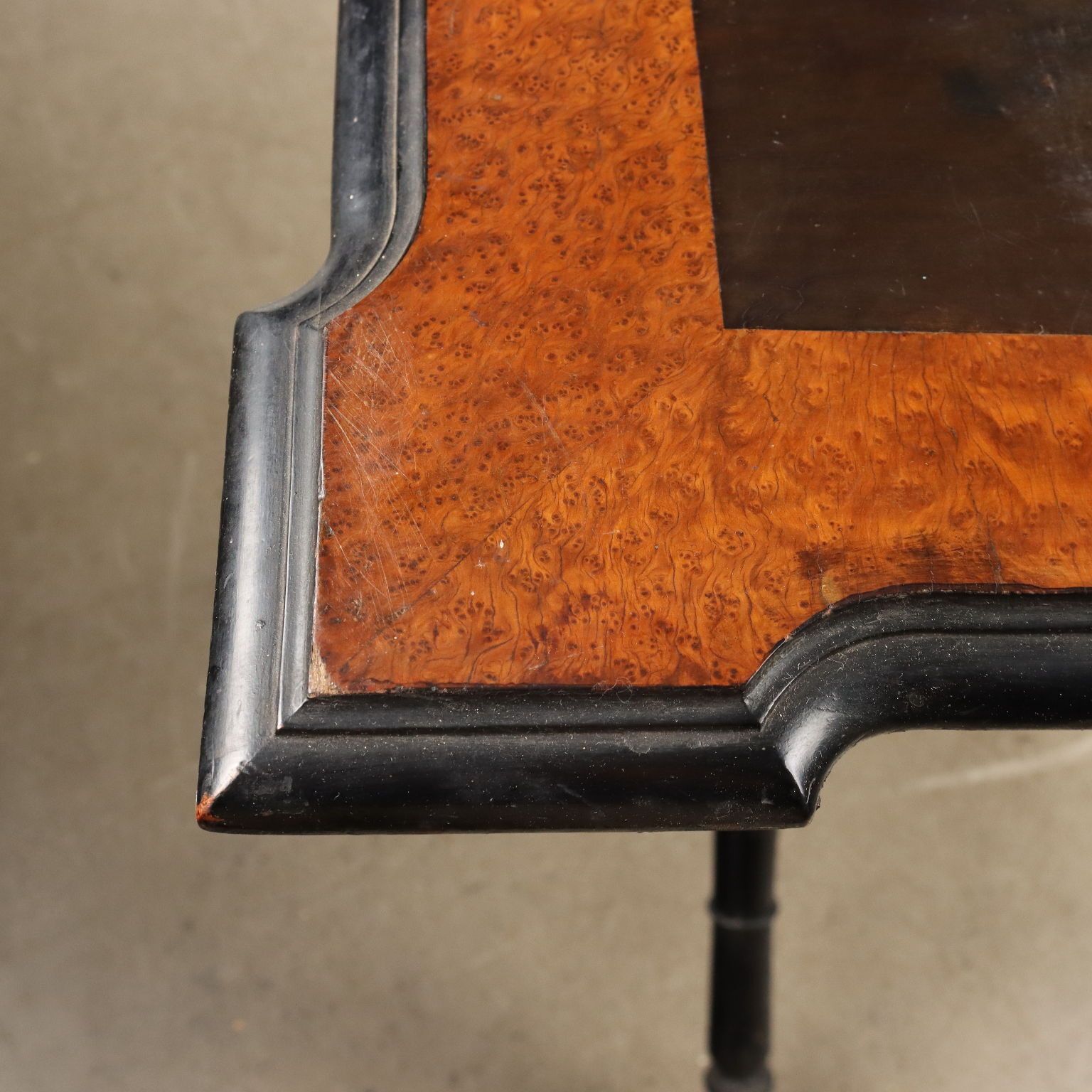 Antique Side Table Ebonized Wood Inlays Italy XIX Century photo vinterior