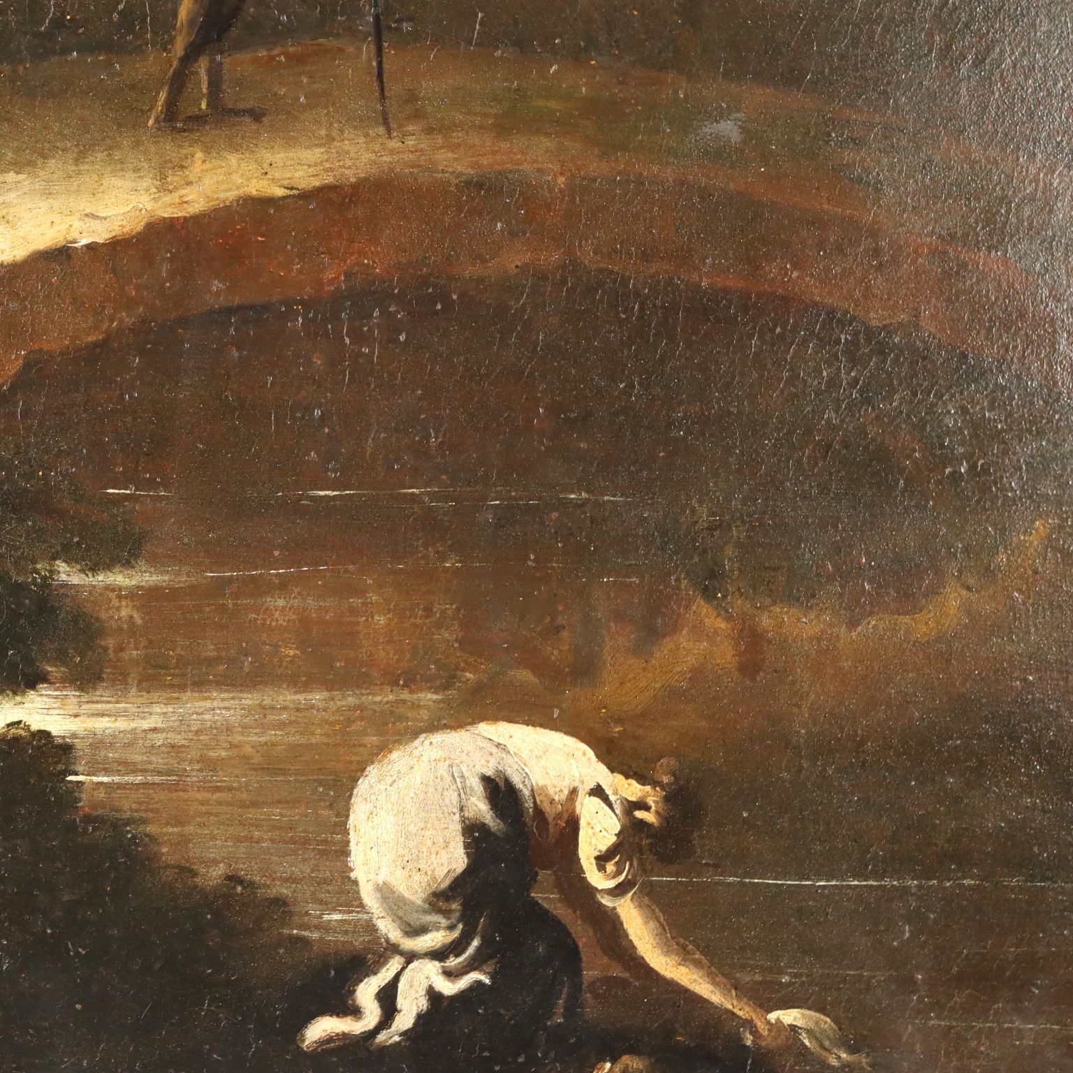 Landscape With River And Figures Oil On Canvas Italy XVIII Century photo 5900.0