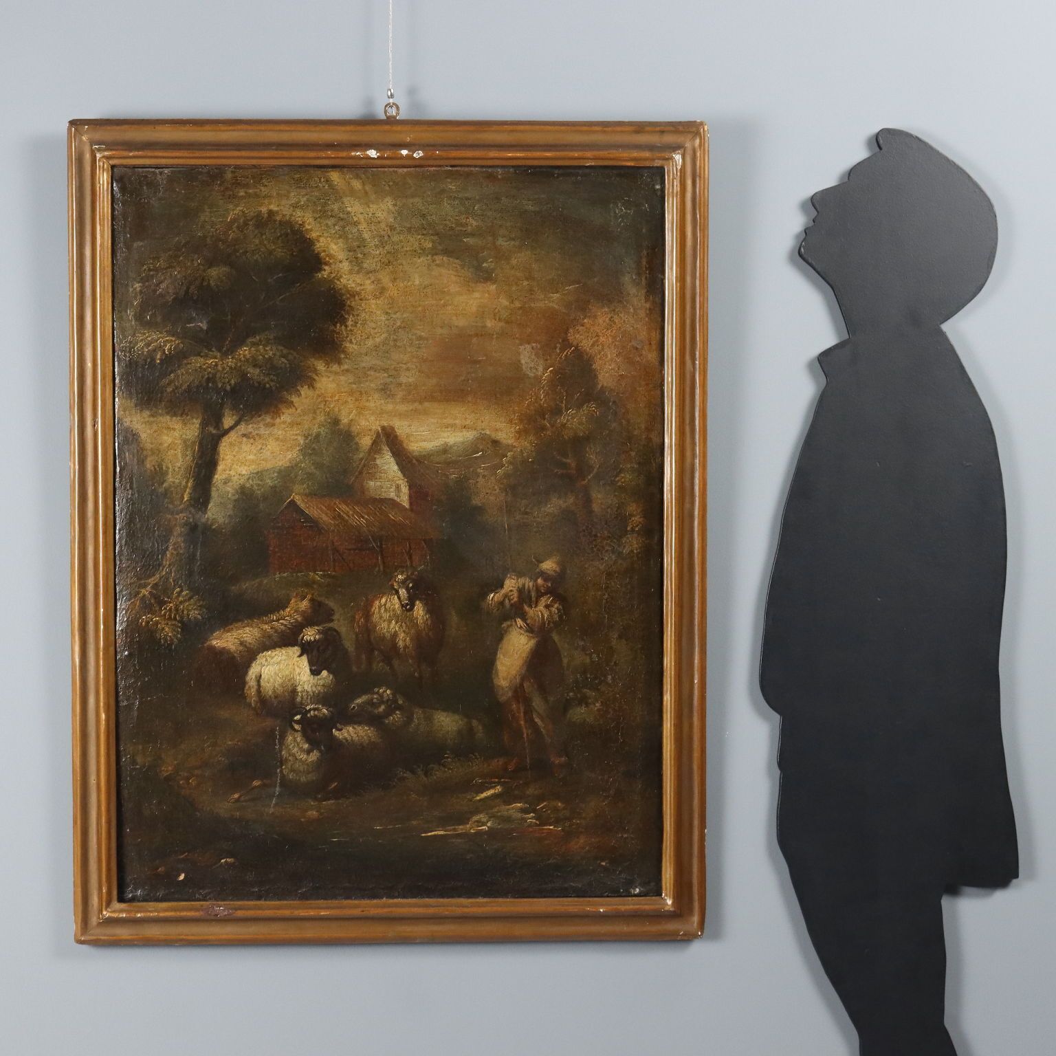 Landscape With Shepherd And Sheep Oil On Canvas XVIII Century photo furniture