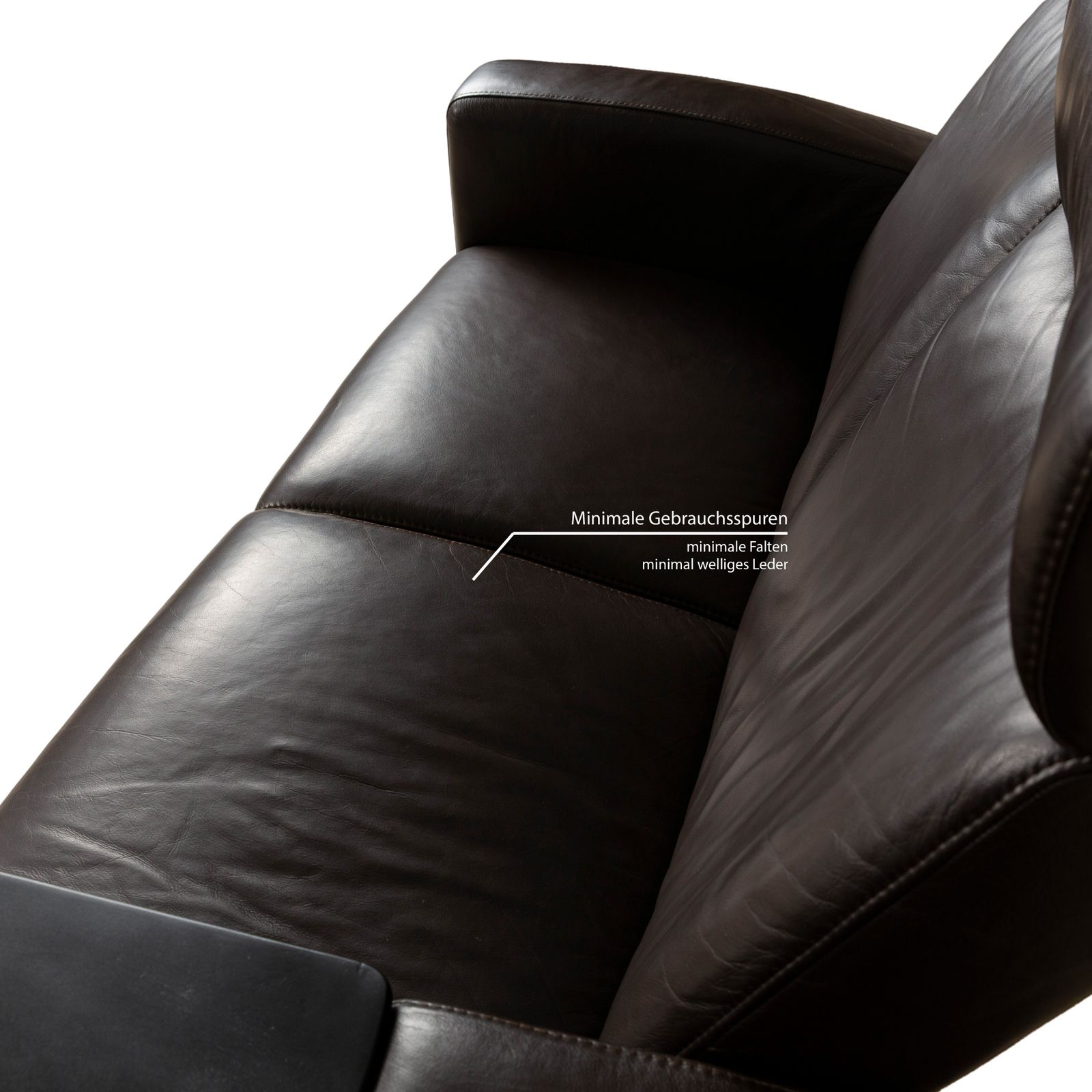 Canapé 4 places Stressless Arion en cuir brun foncé, fonction manuelle photo vintage