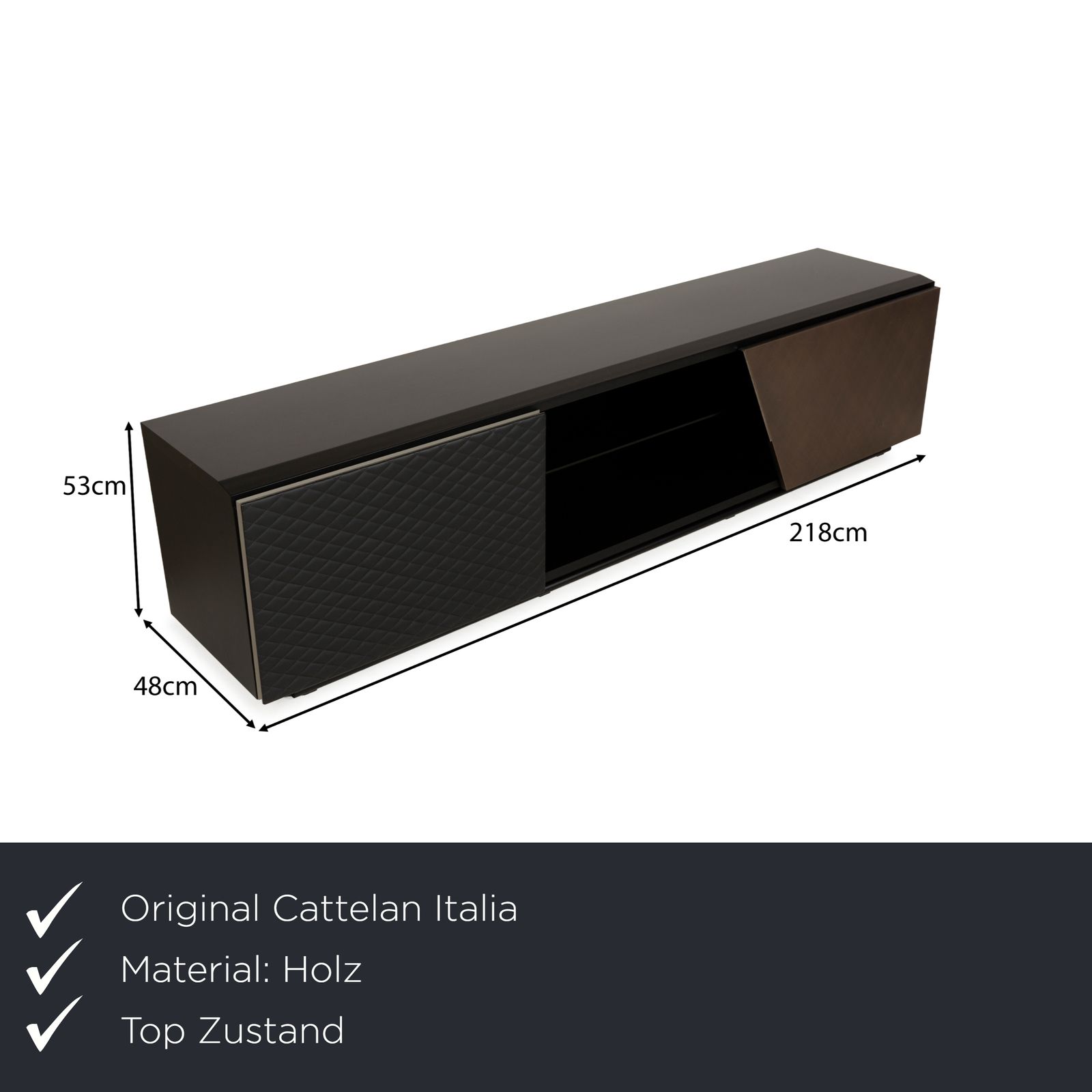Cattelan Italia Wooden Sideboard Black Brown Leather photo furniture