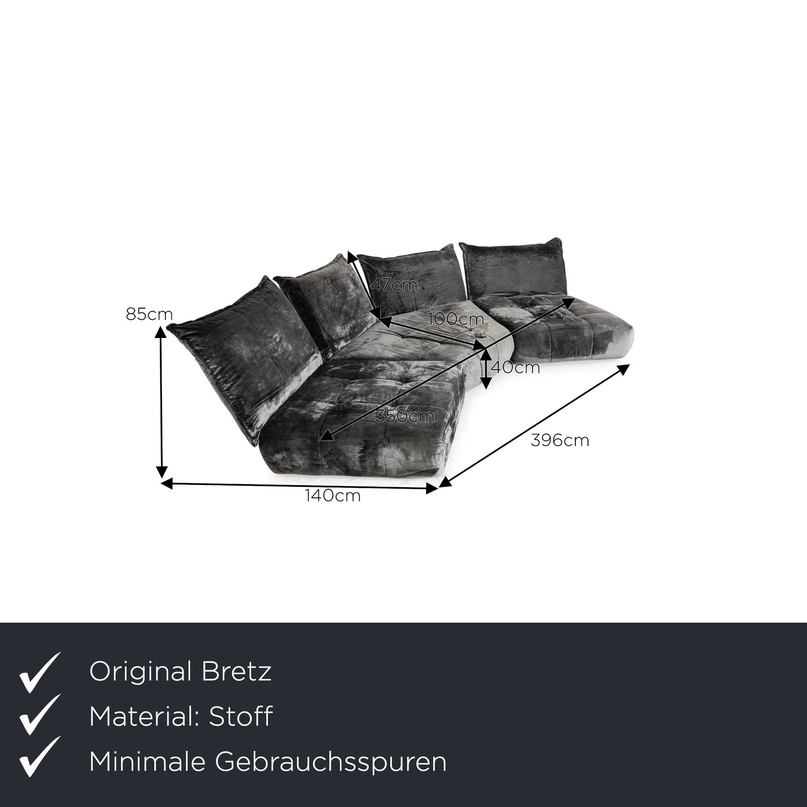 Canapé d'angle Bretz Matilda en tissu gris argenté photo furniture