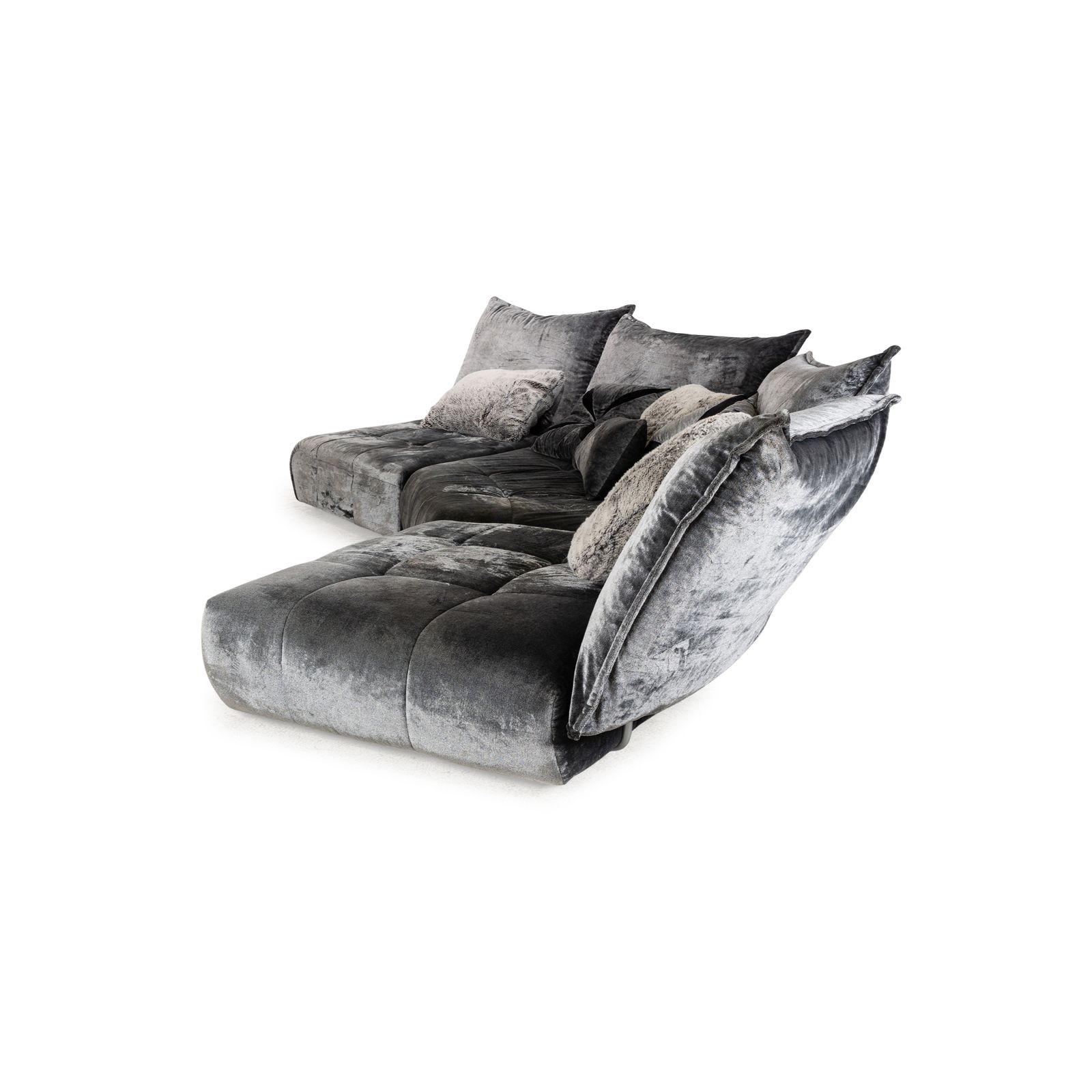 photo furniture Canapé d'angle Bretz Matilda en tissu gris argenté